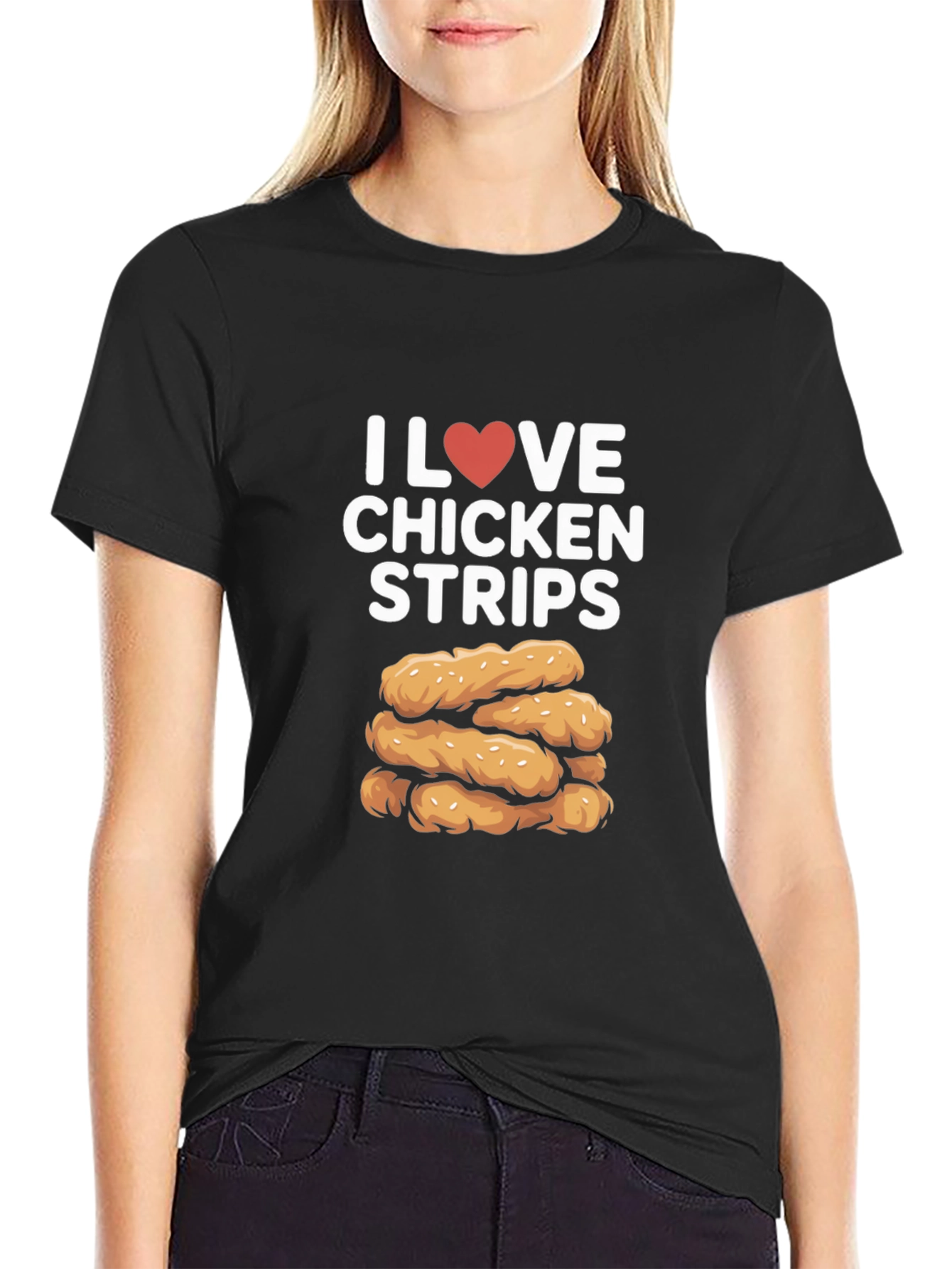 I Love Chicken Strips Black T-Shirt