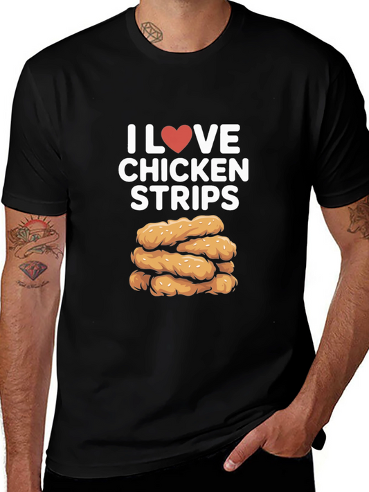 I Love Chicken Strips Black T-Shirt