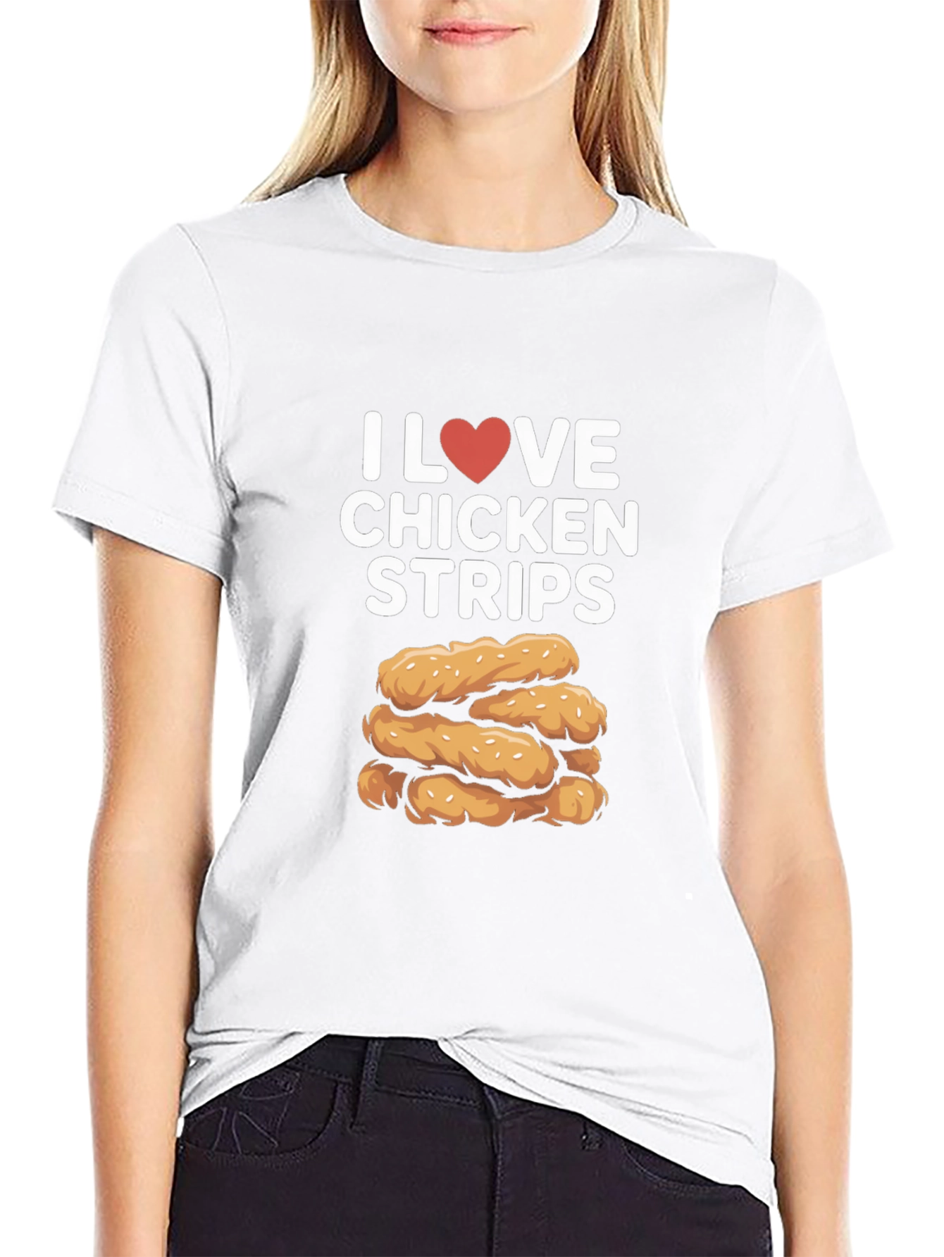 I Love Chicken Strips Black T-Shirt