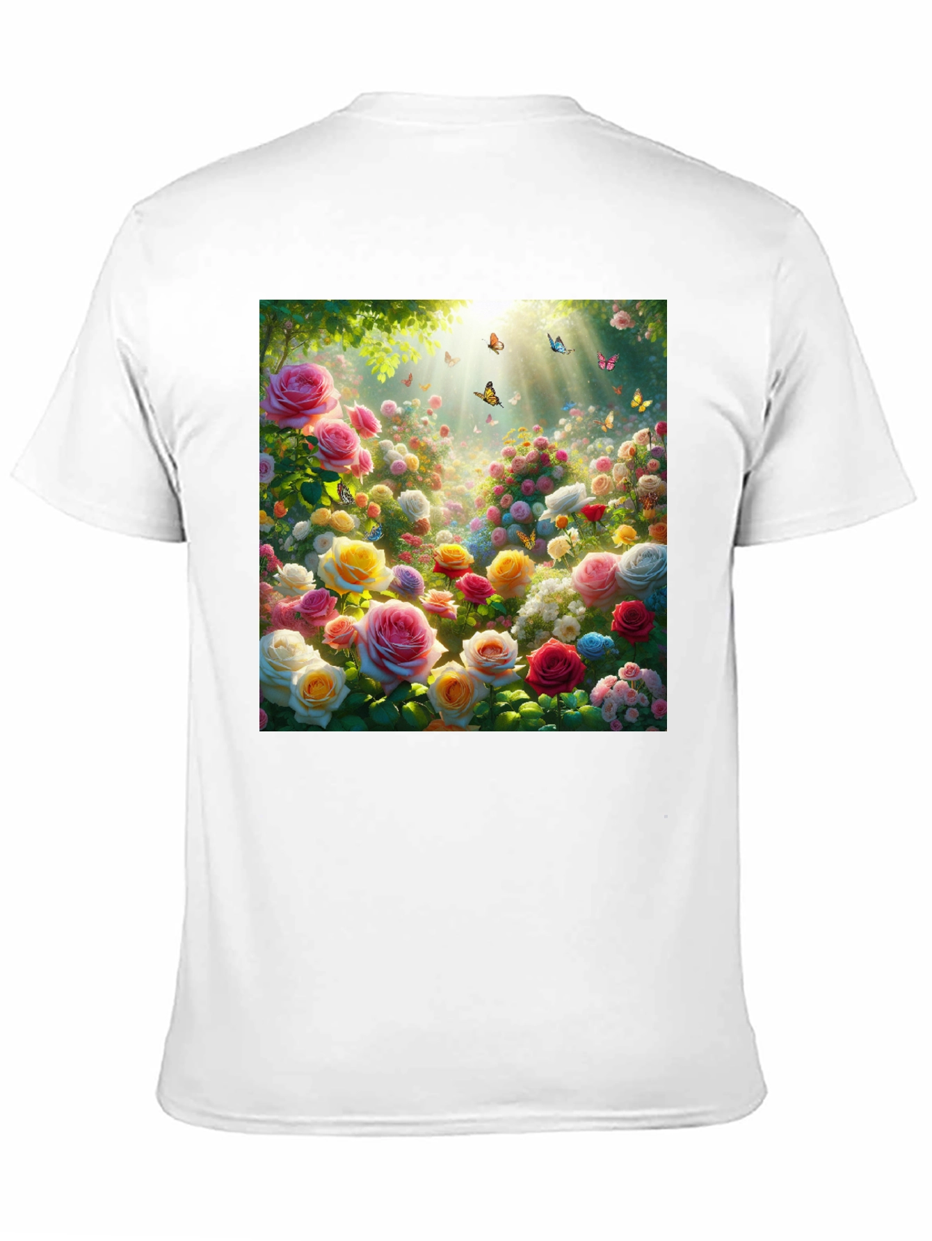 Floral Garden T-Shirt - Roses & Butterflies