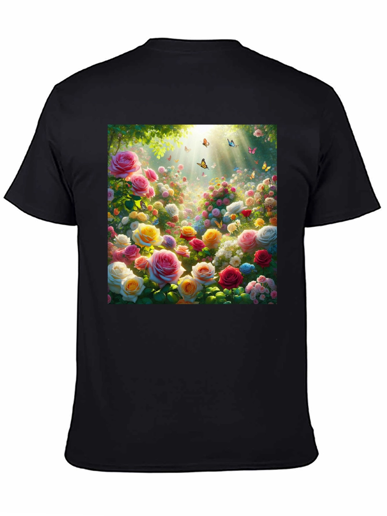 Floral Garden T-Shirt - Roses & Butterflies