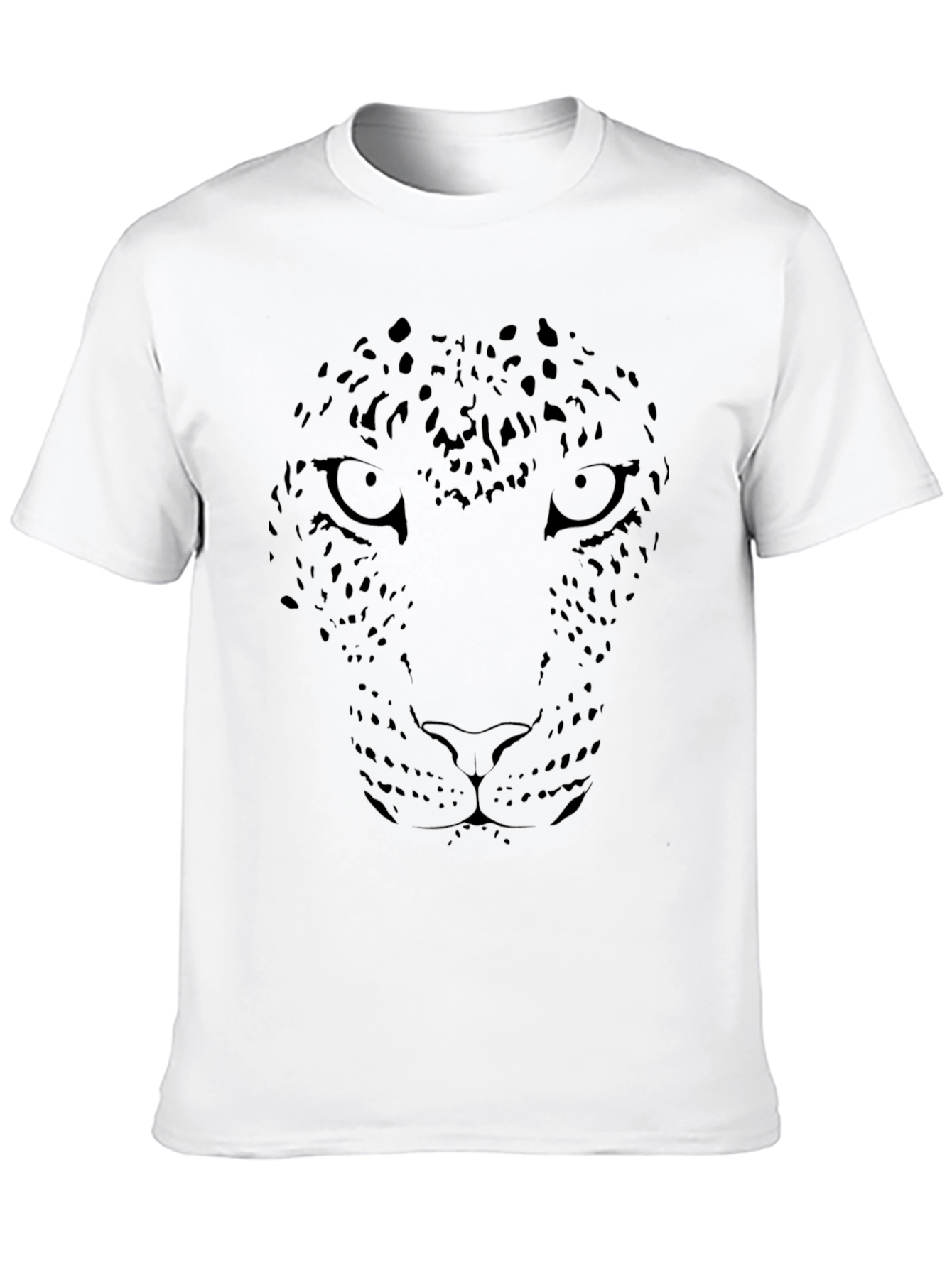 Black Leopard Face Graphic Tee - Stylish Mens T-Shirt