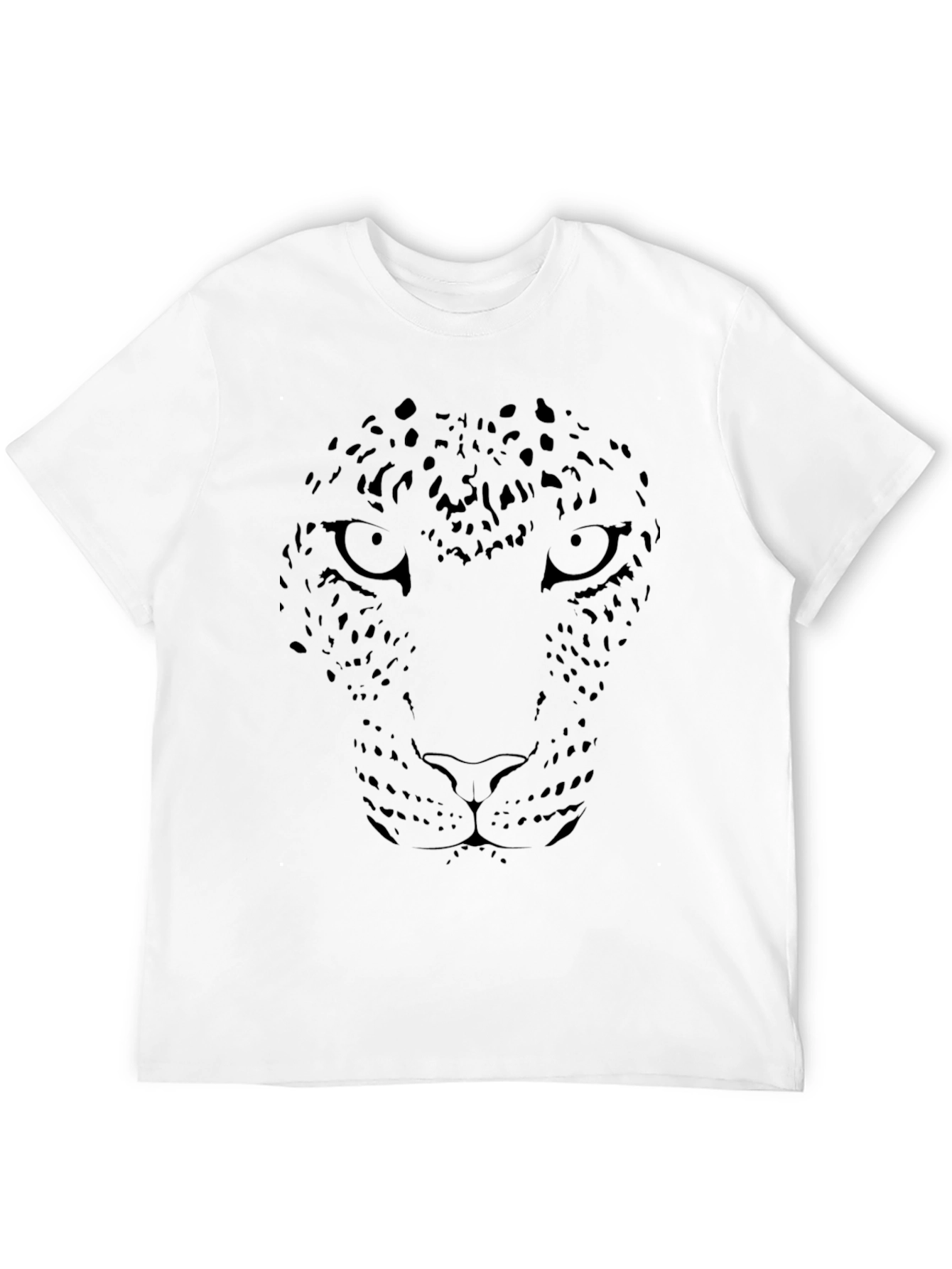 Black Leopard Face Graphic Tee - Stylish Mens T-Shirt