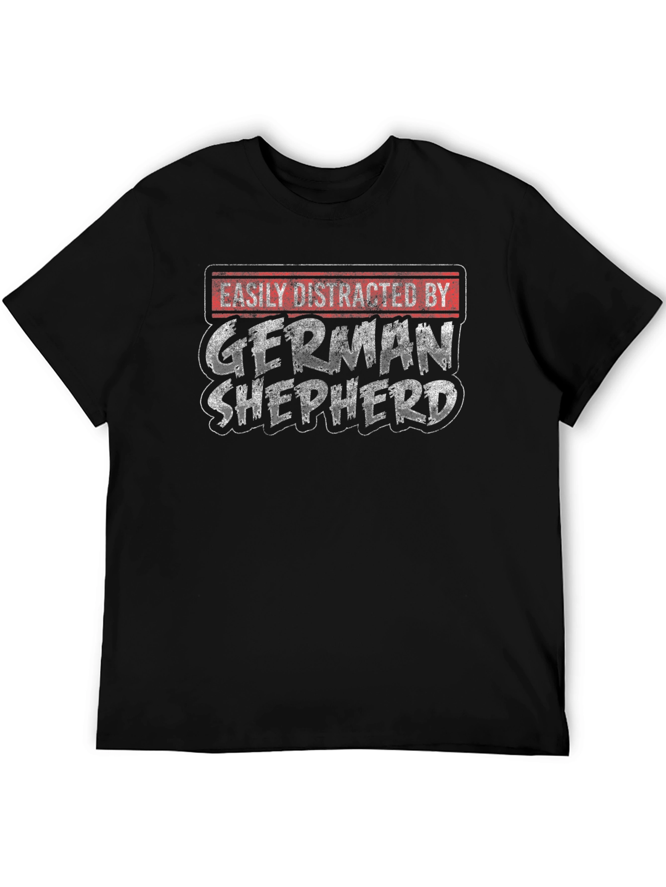 Easily Distracted by German Shepherd Black T-Shirt