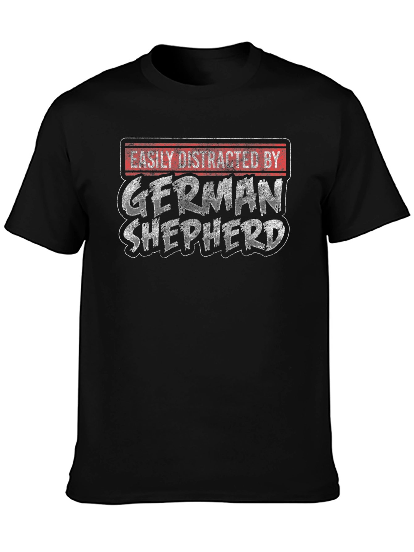 Easily Distracted by German Shepherd Black T-Shirt