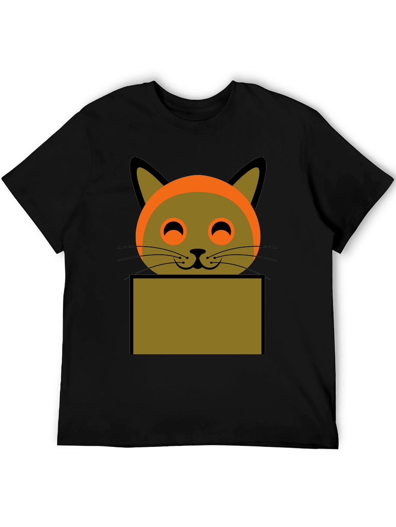 Cartoon Cat Graphic Tee - Soft Cotton Black T-Shirt
