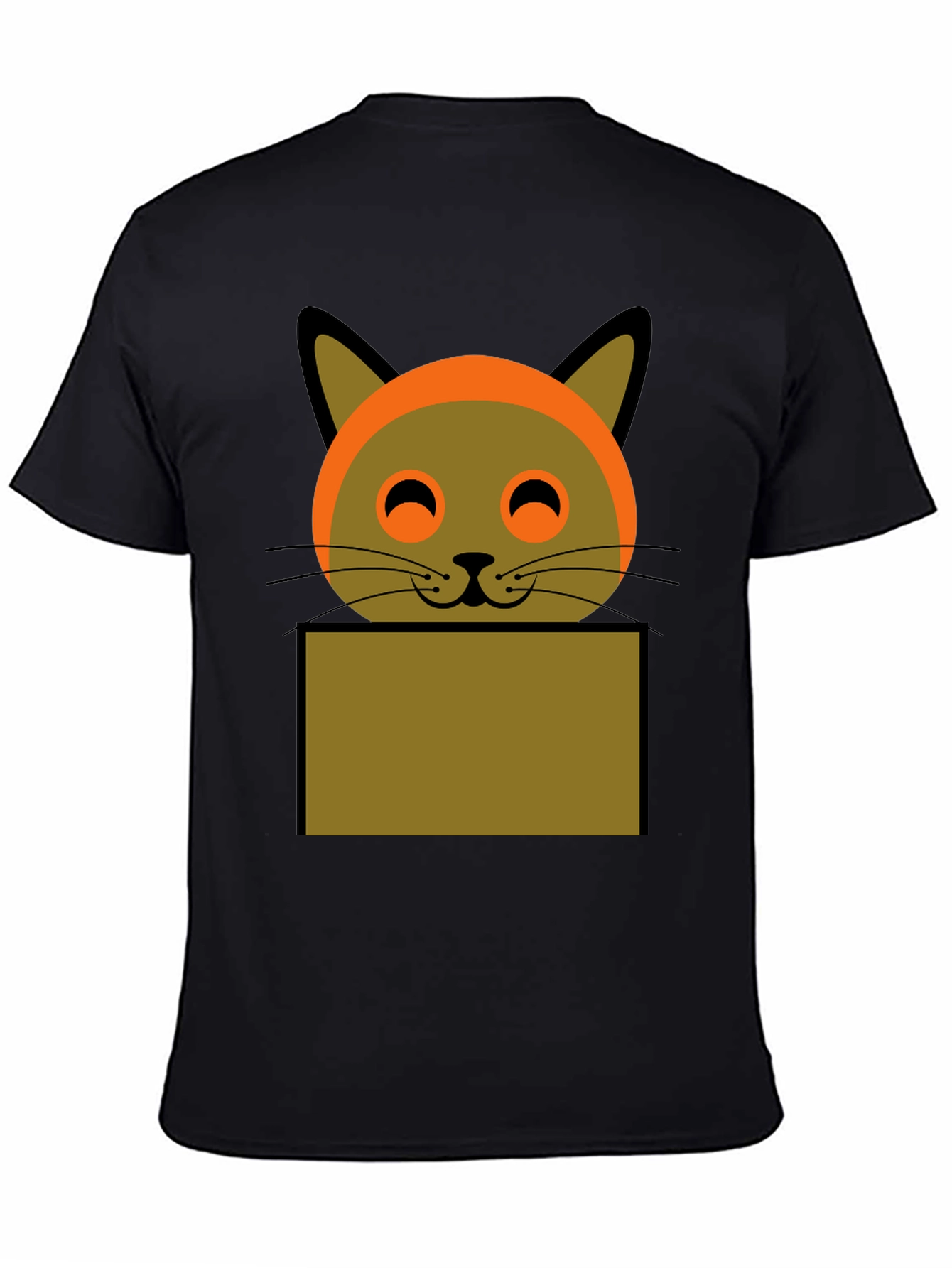 Cartoon Cat Graphic Tee - Soft Cotton Black T-Shirt