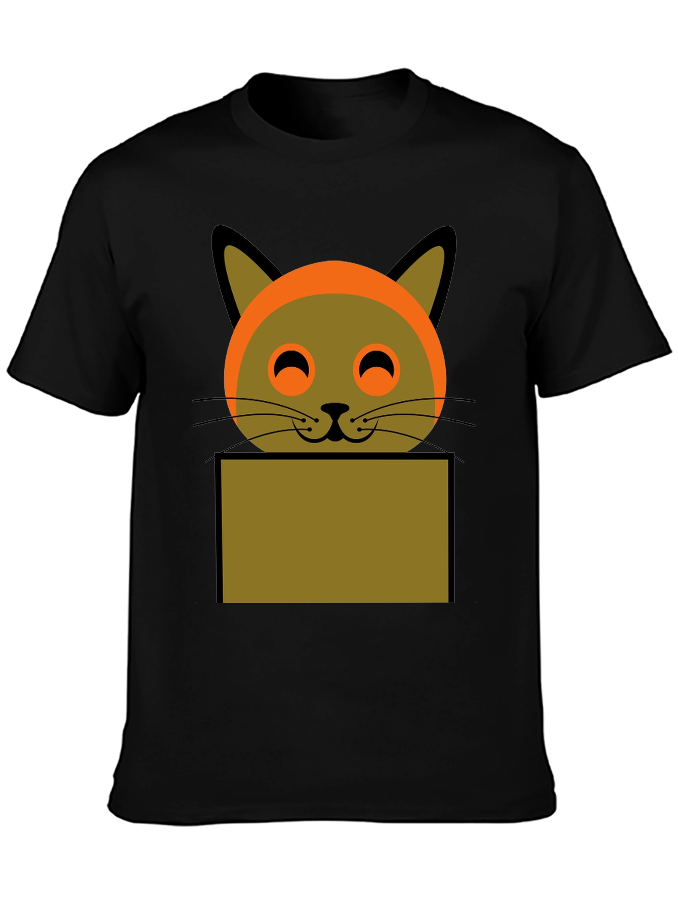 Cartoon Cat Graphic Tee - Soft Cotton Black T-Shirt