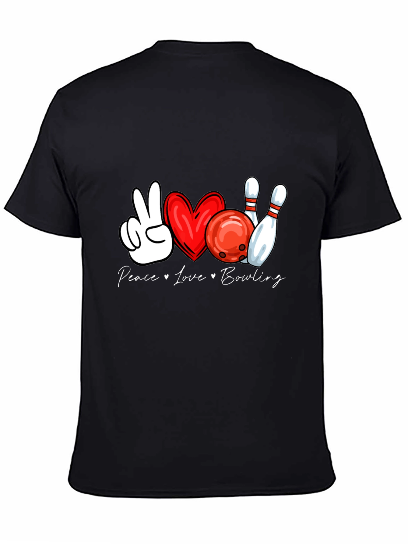 Peace Love Bowling Graphic T-Shirt