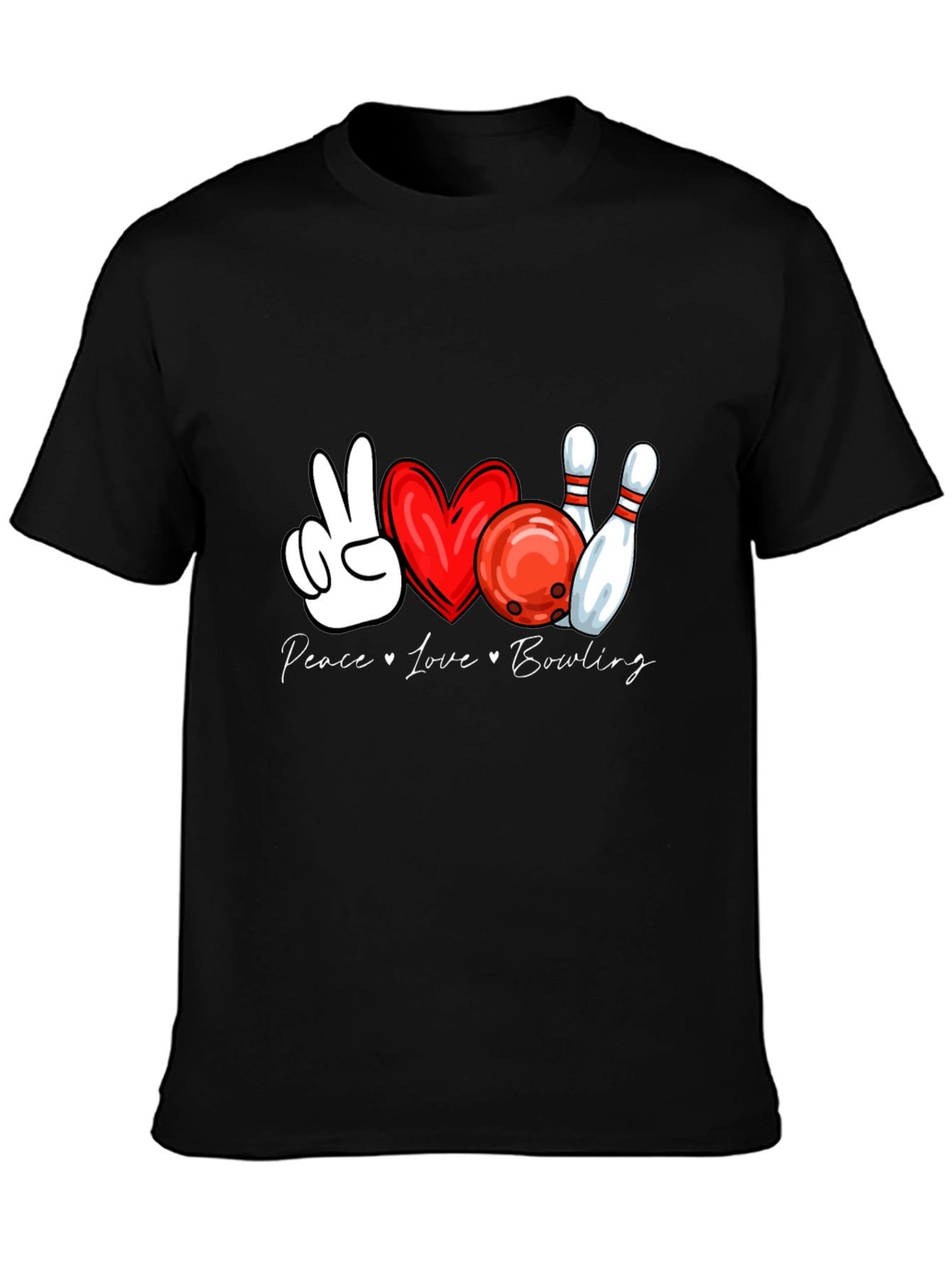 Peace Love Bowling Graphic T-Shirt