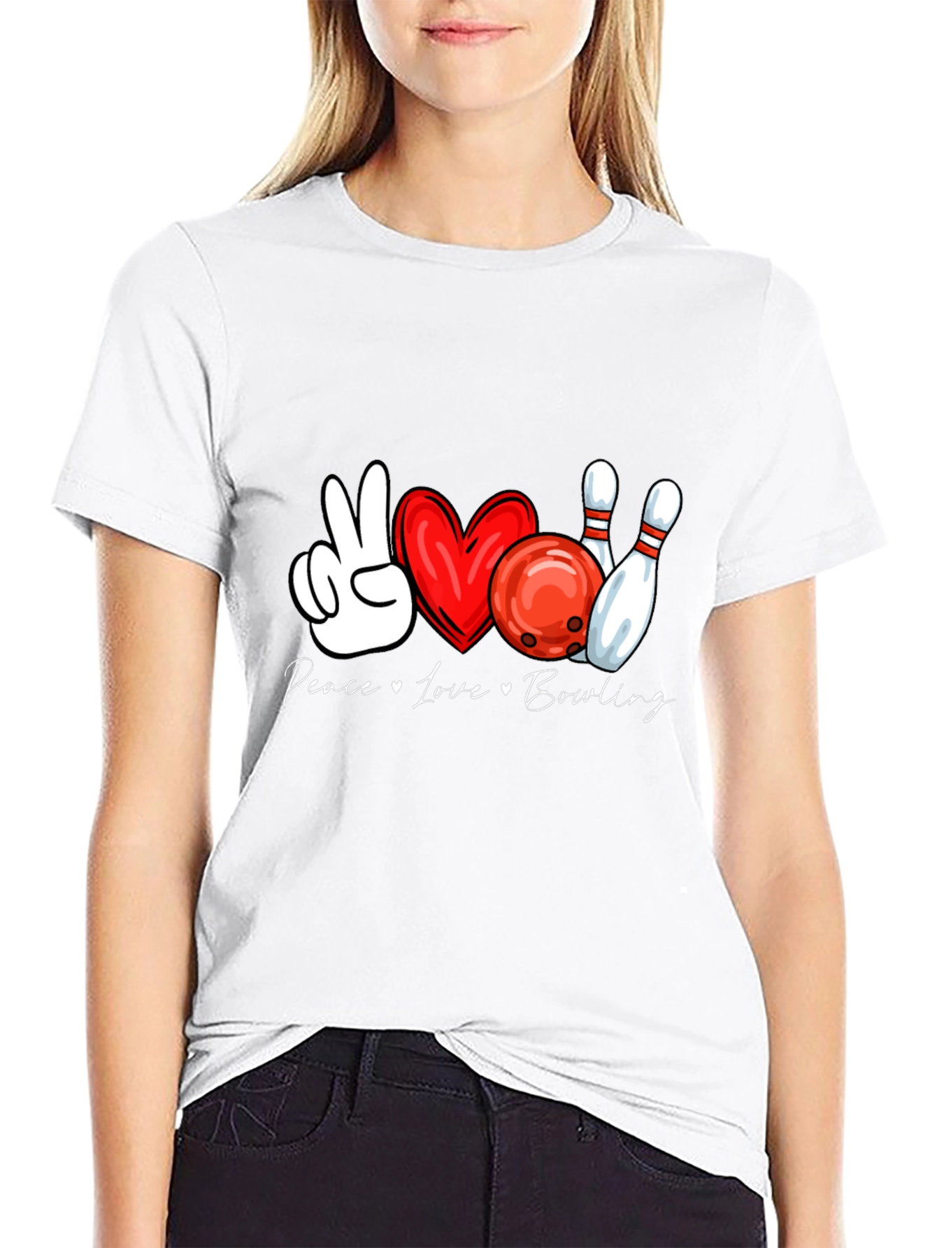 Peace Love Bowling Graphic T-Shirt