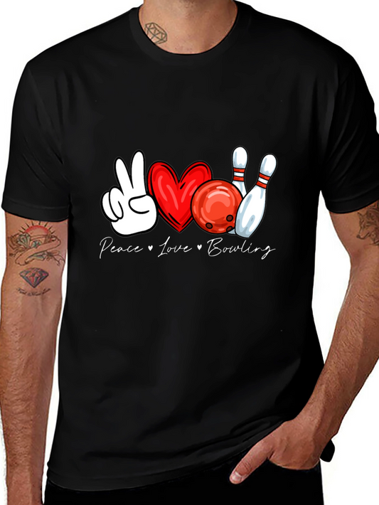 Peace Love Bowling Graphic T-Shirt