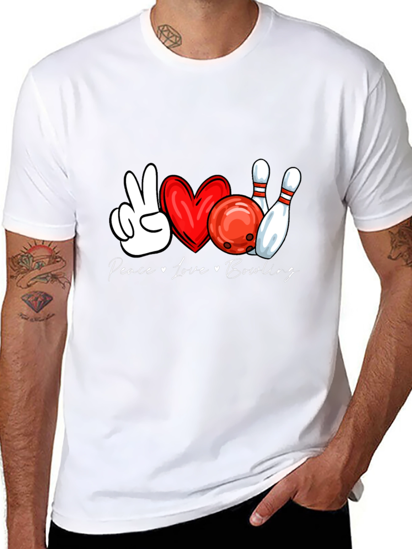 Peace Love Bowling Graphic T-Shirt