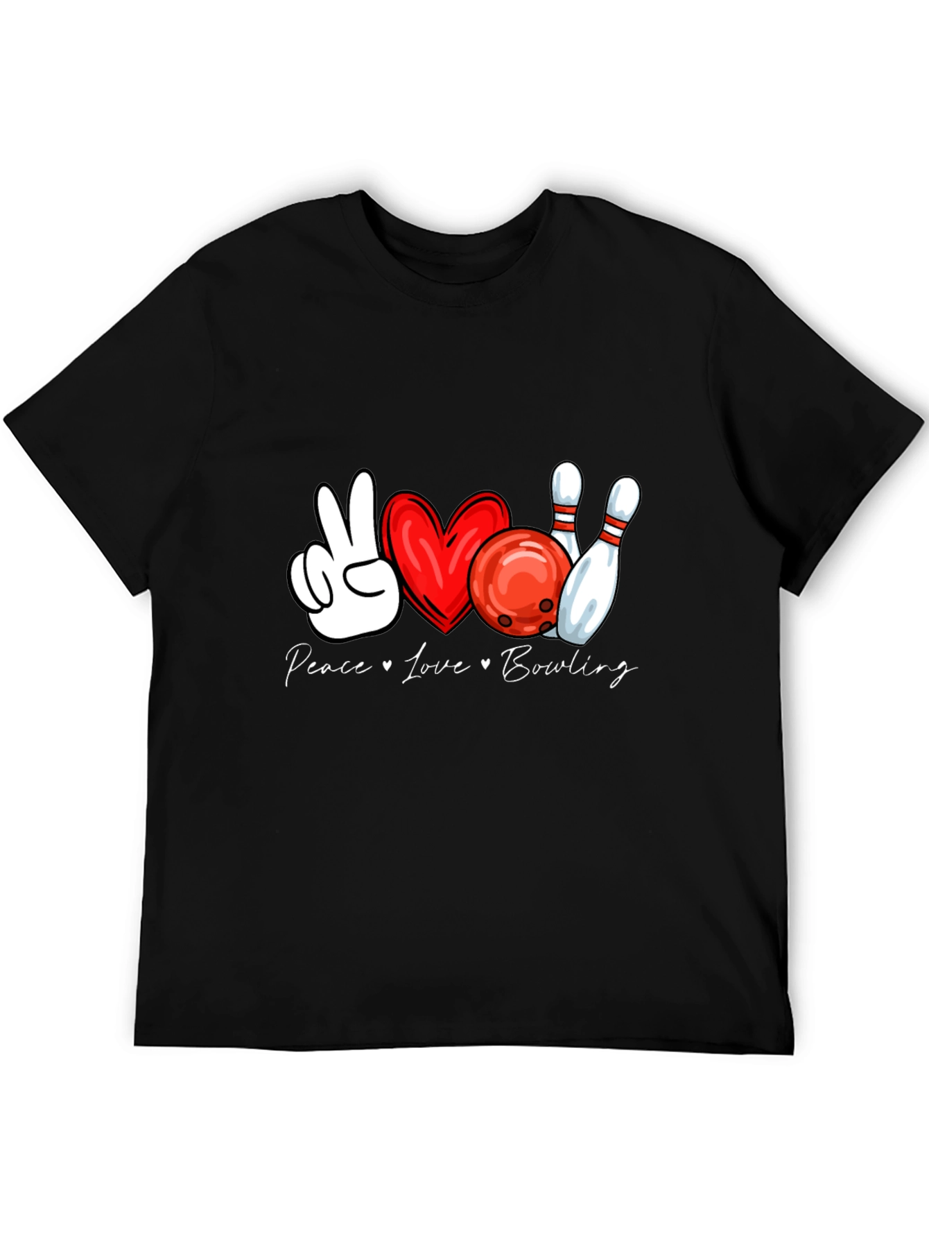 Peace Love Bowling Graphic T-Shirt