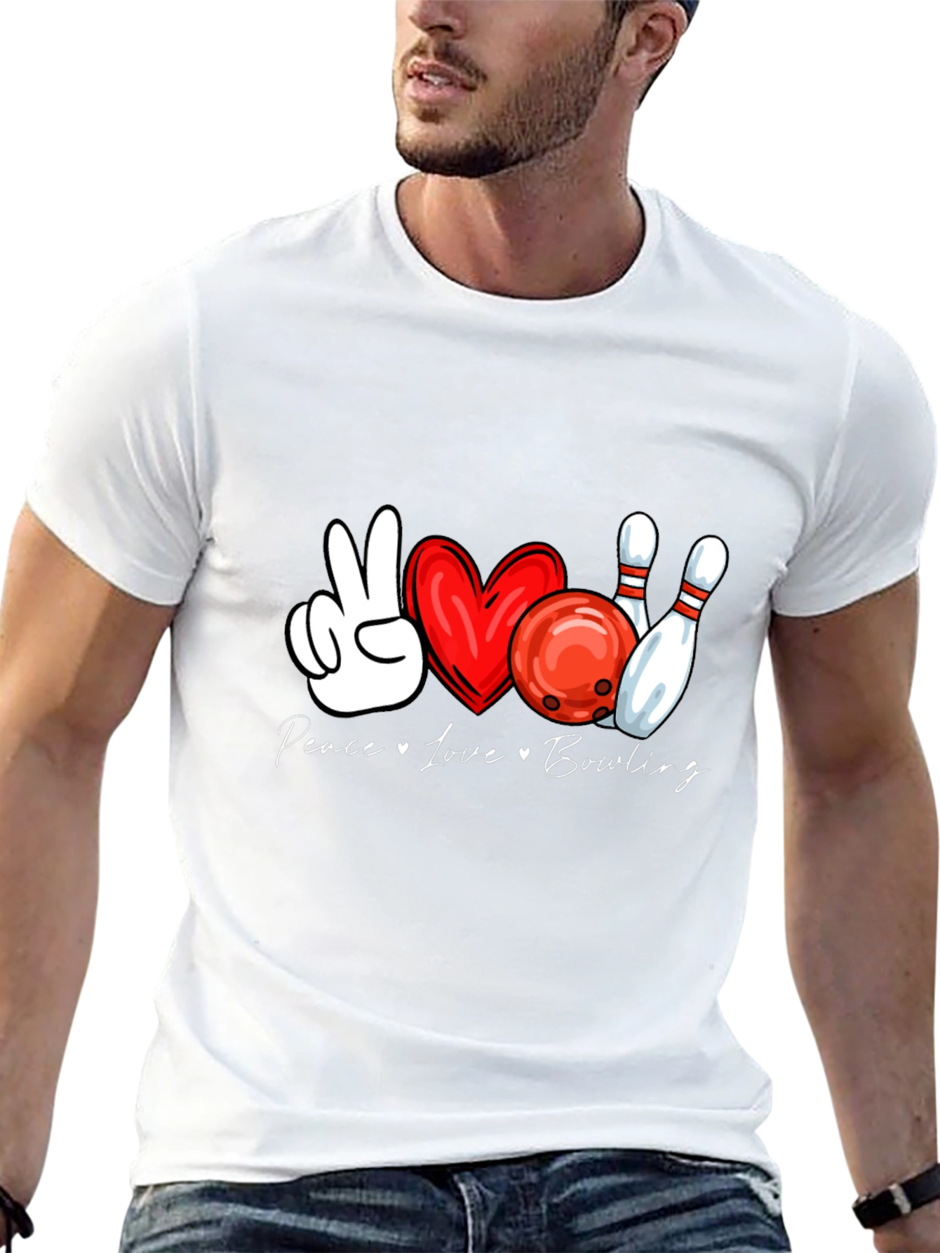 Peace Love Bowling Graphic T-Shirt