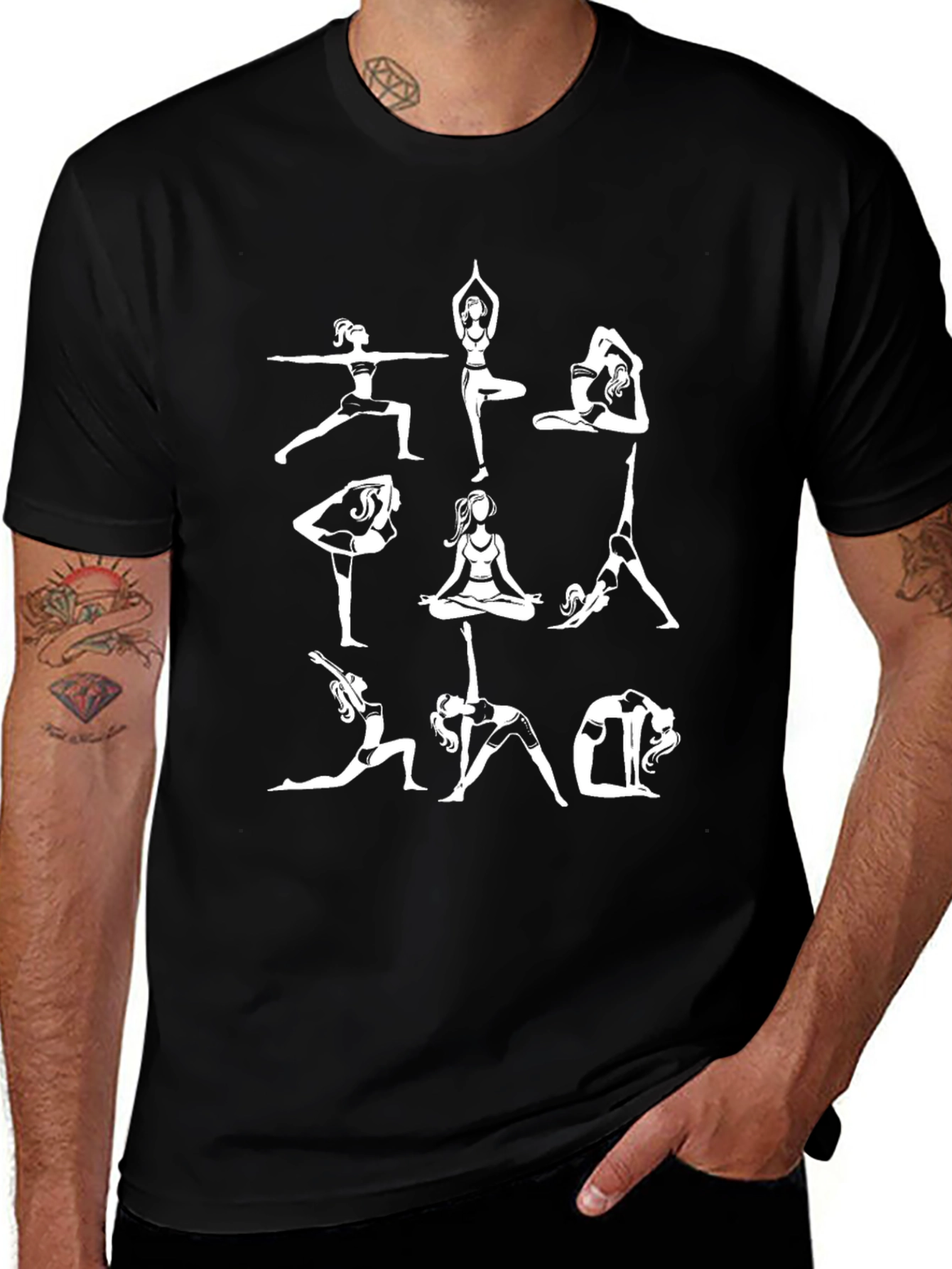 Yoga Pose Graphic Black T-Shirt