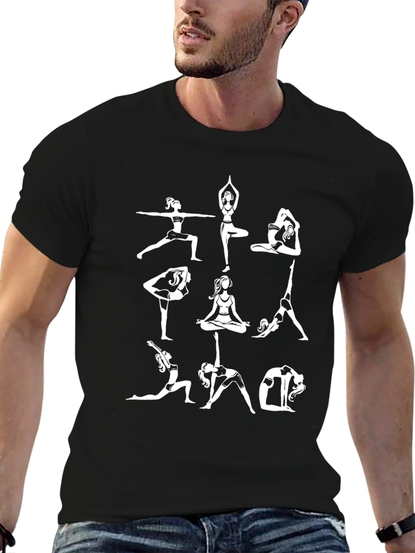 Yoga Pose Graphic Black T-Shirt