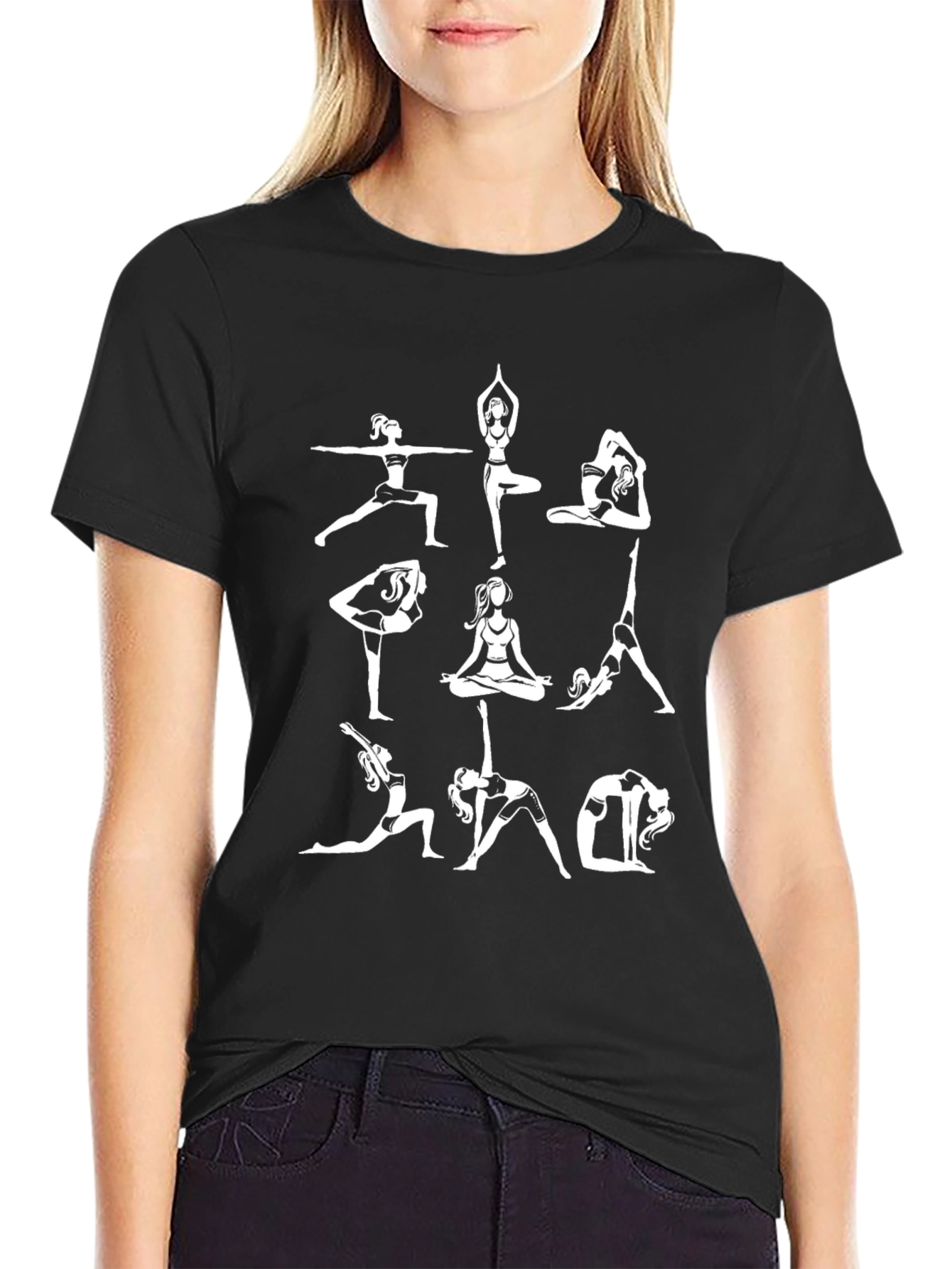 Yoga Pose Graphic Black T-Shirt