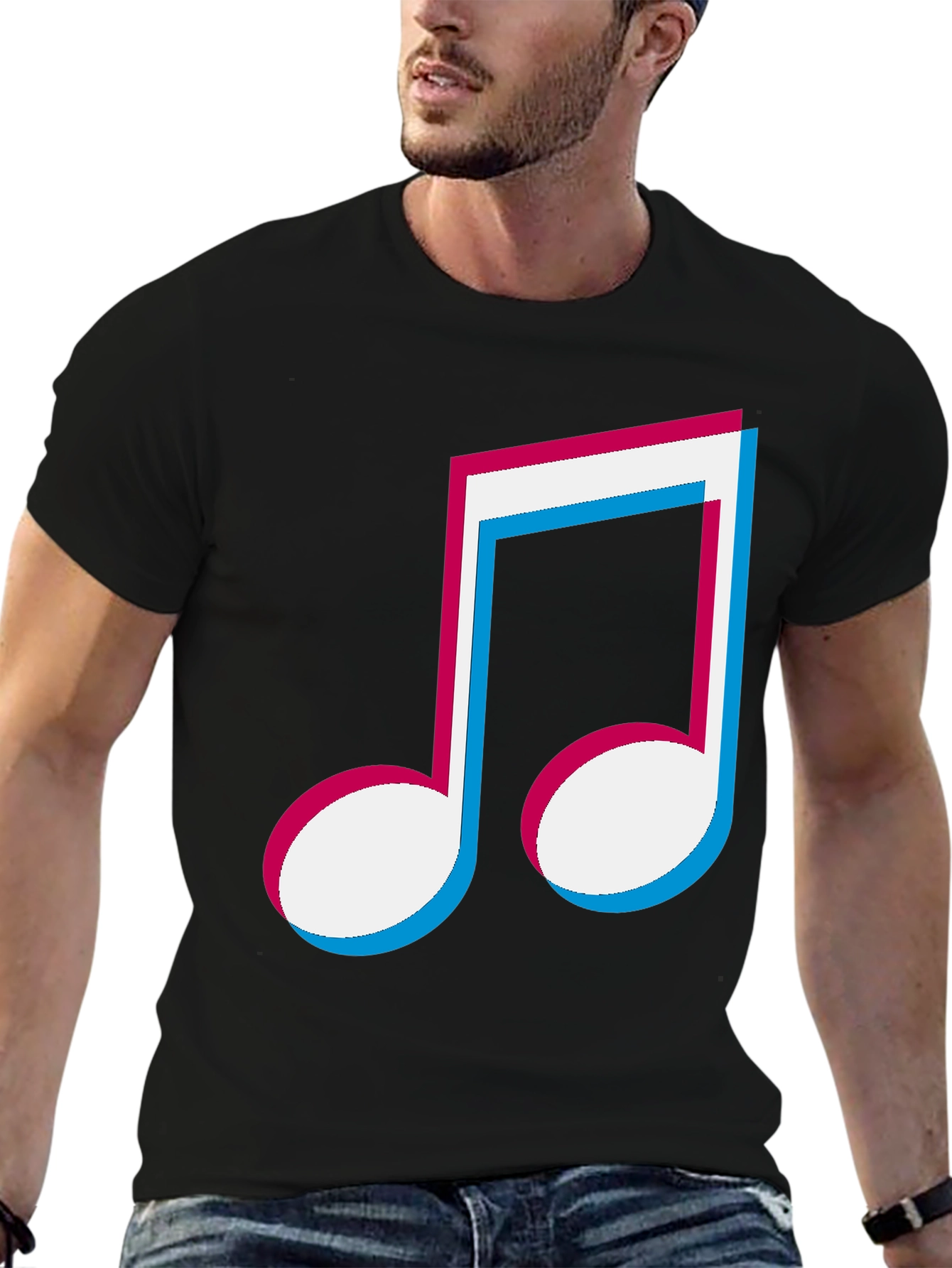 Musical Note Graphic Tee - Black T-Shirt