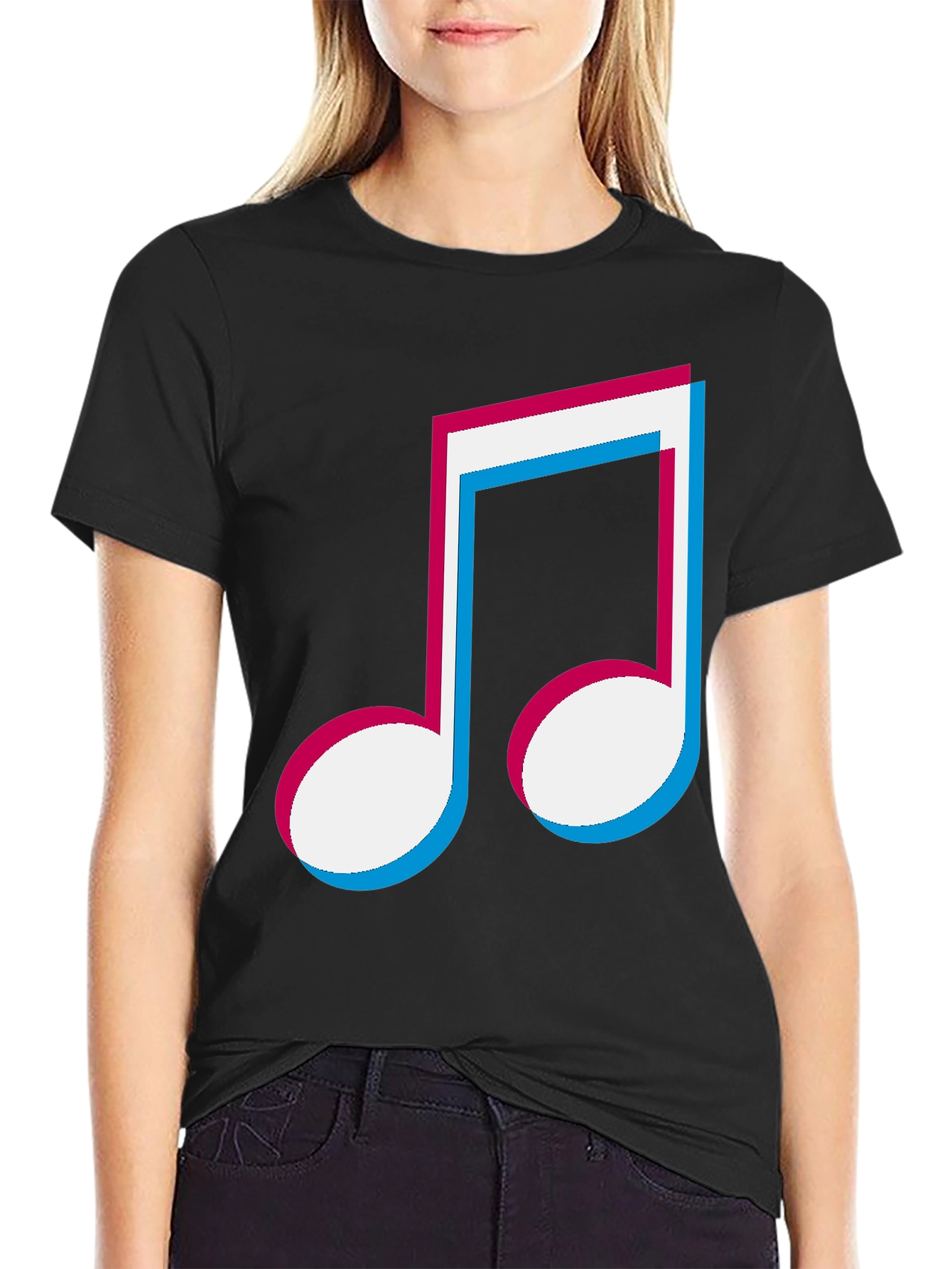 Musical Note Graphic Tee - Black T-Shirt