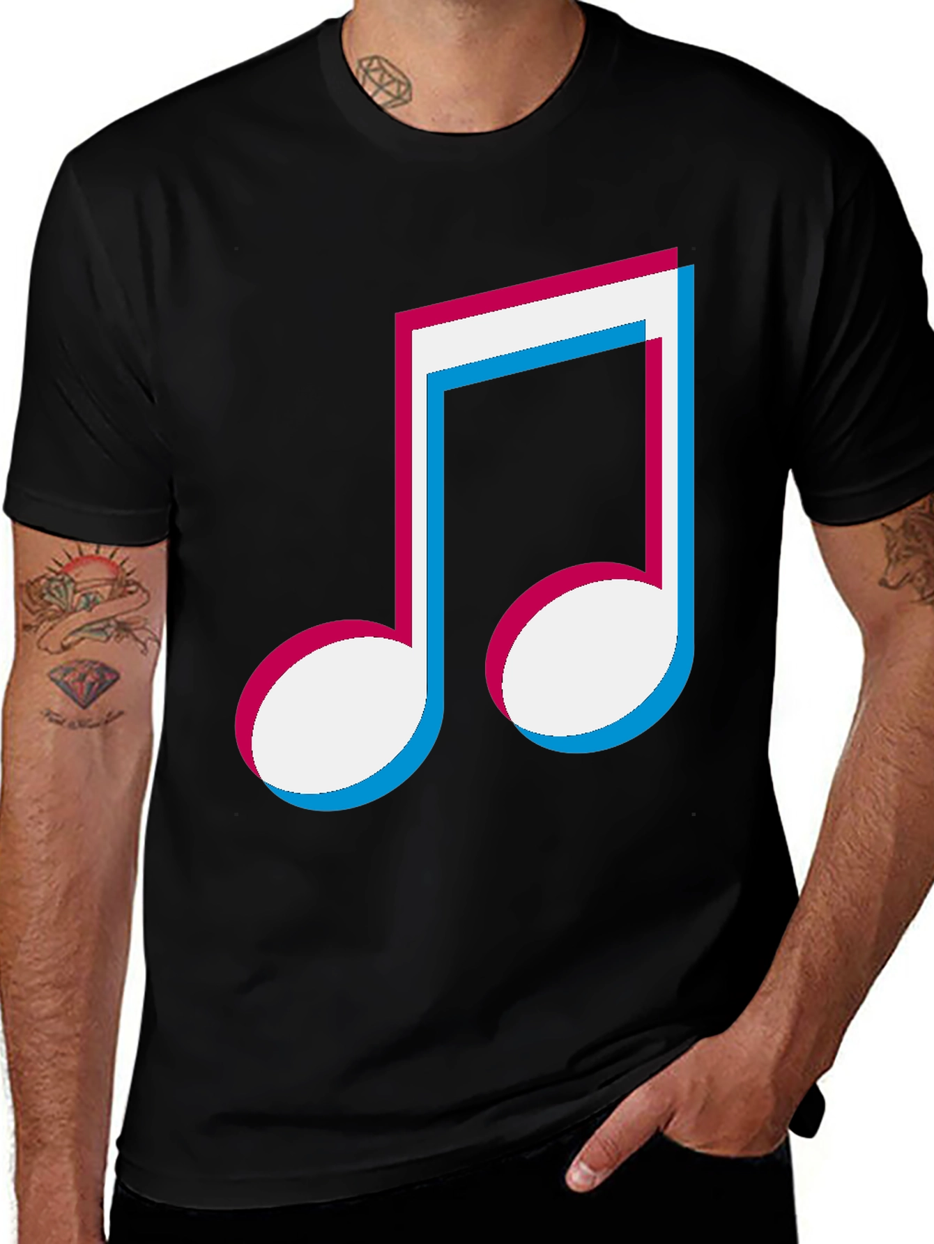 Musical Note Graphic Tee - Black T-Shirt