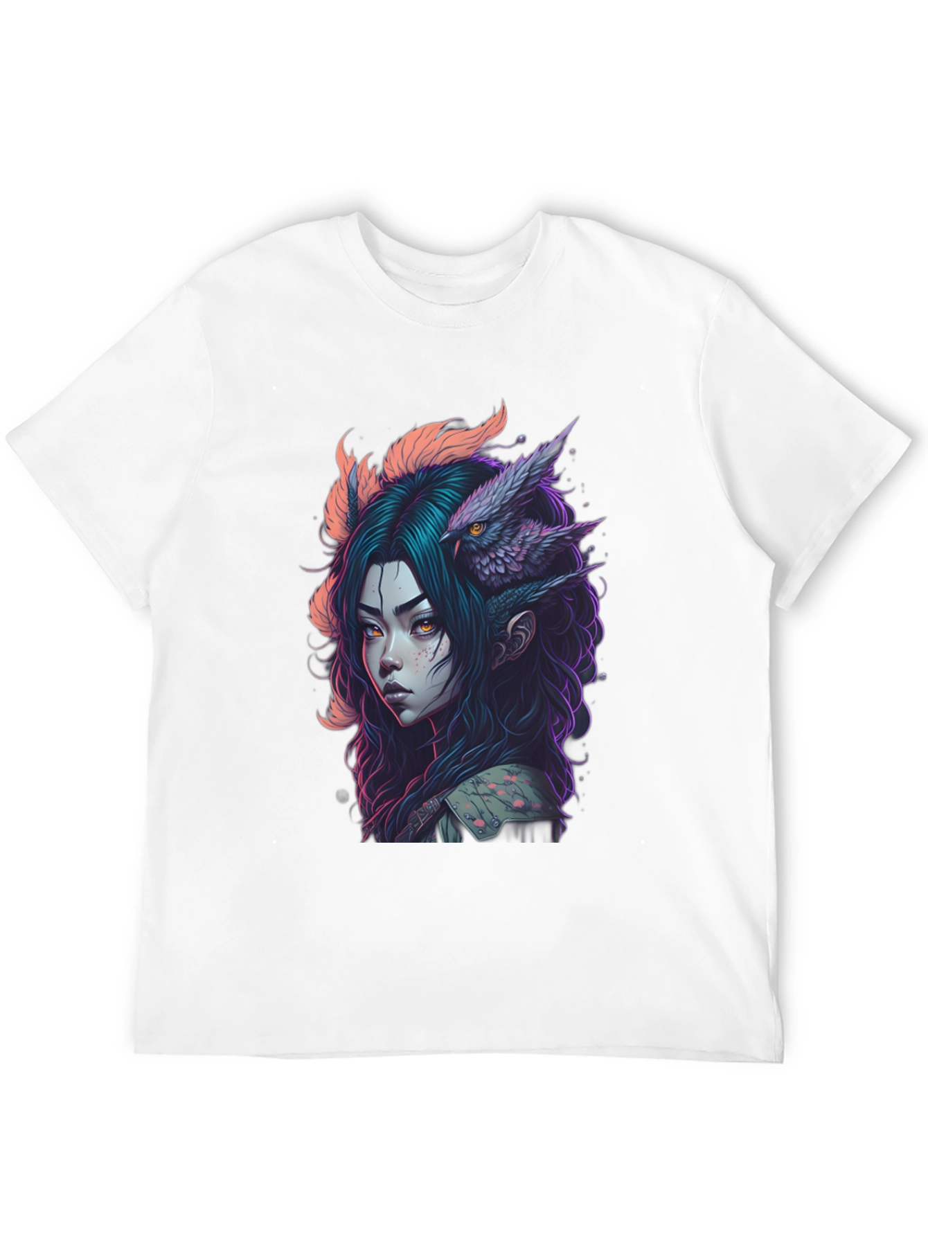 Fantasy Owl Girl Graphic Tee - Black