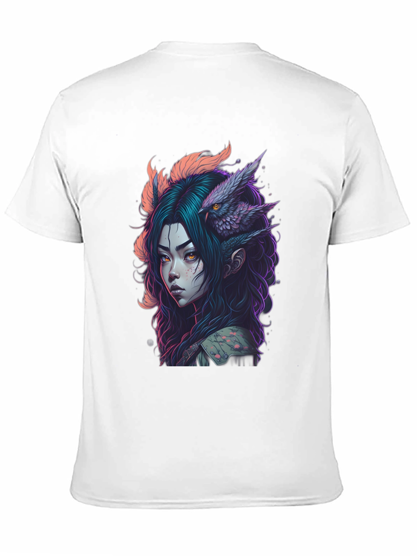 Fantasy Owl Girl Graphic Tee - Black