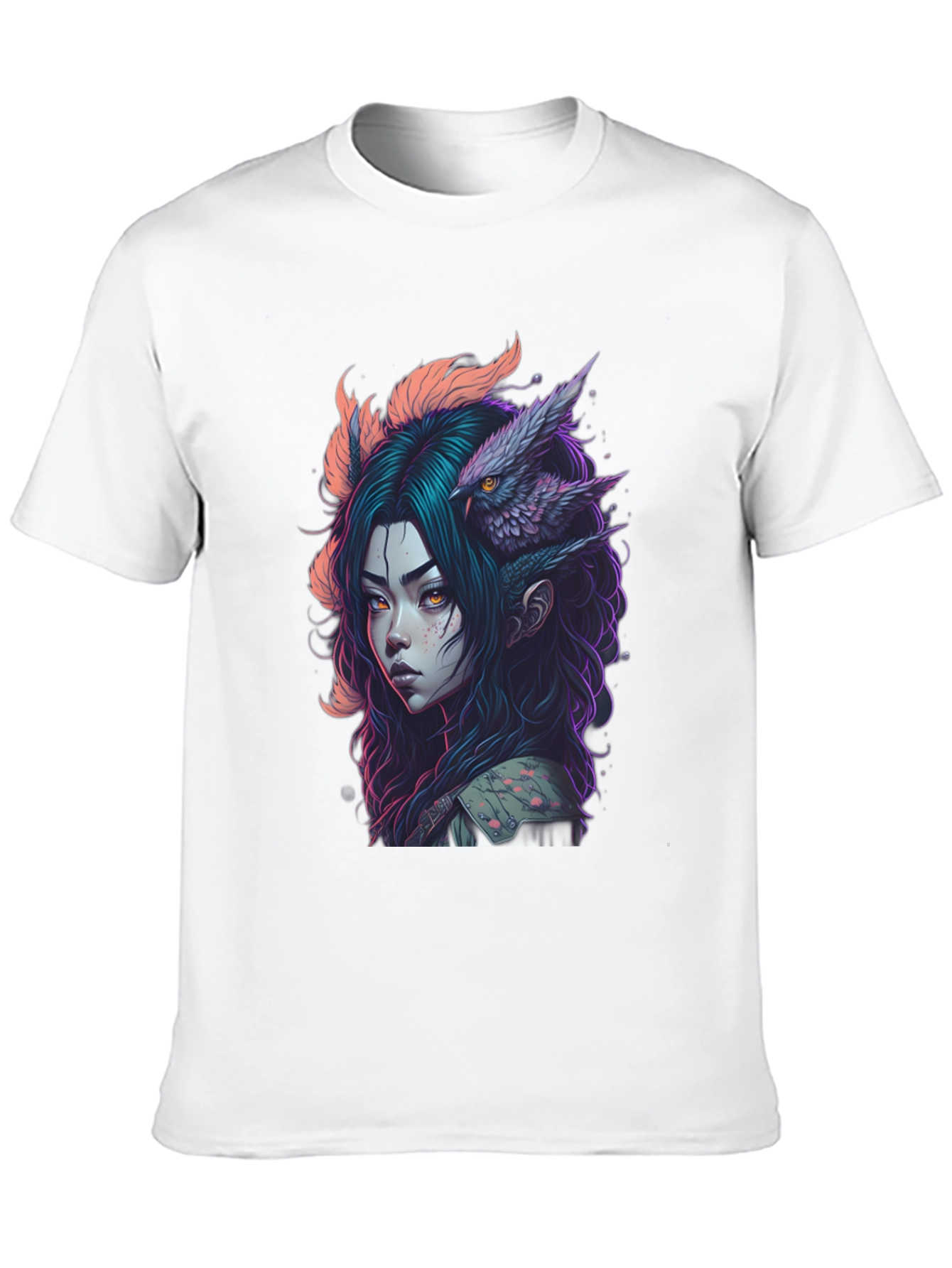 Fantasy Owl Girl Graphic Tee - Black