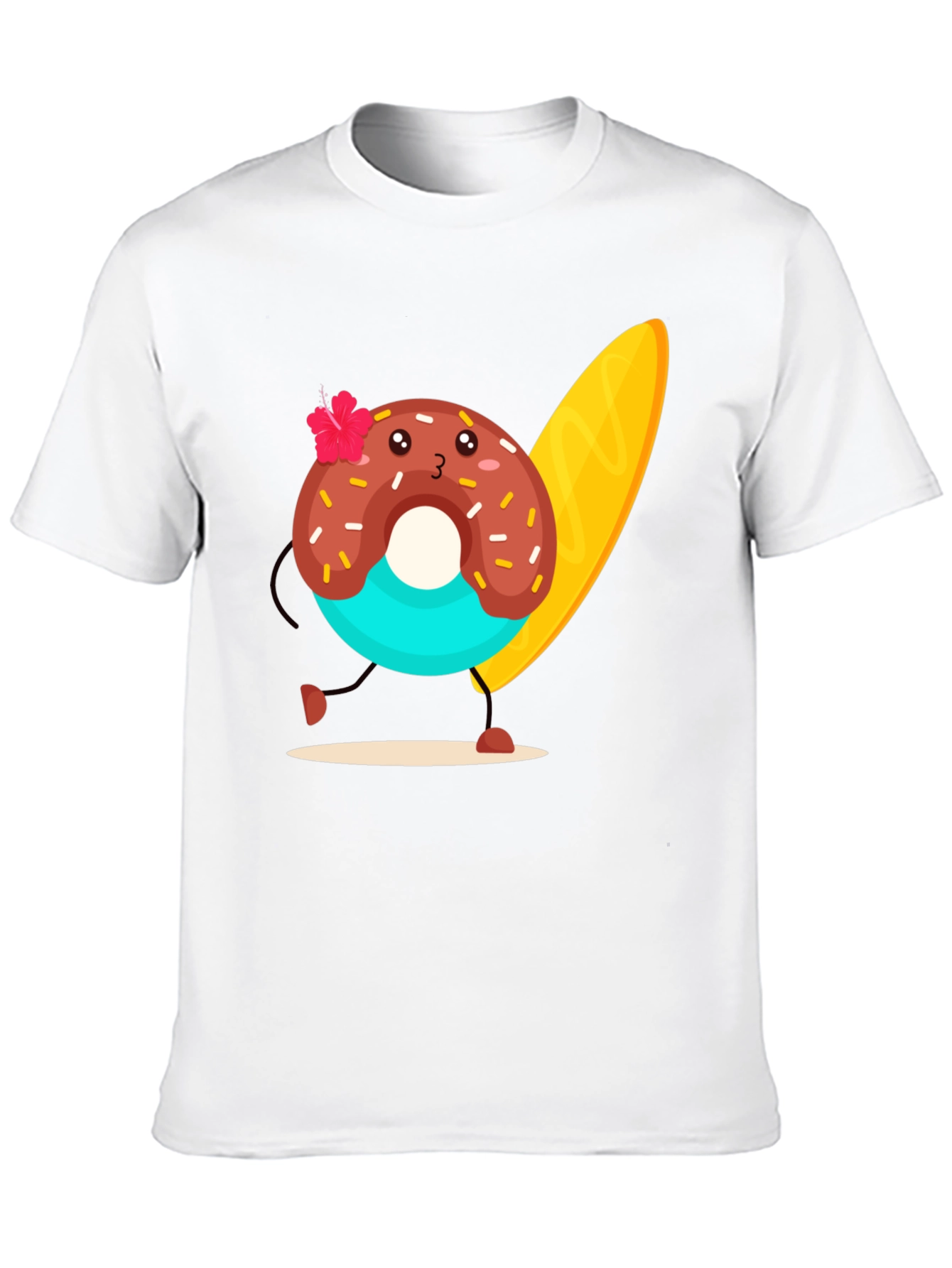 Donut Surfer Graphic Tee - Black Cotton T-Shirt
