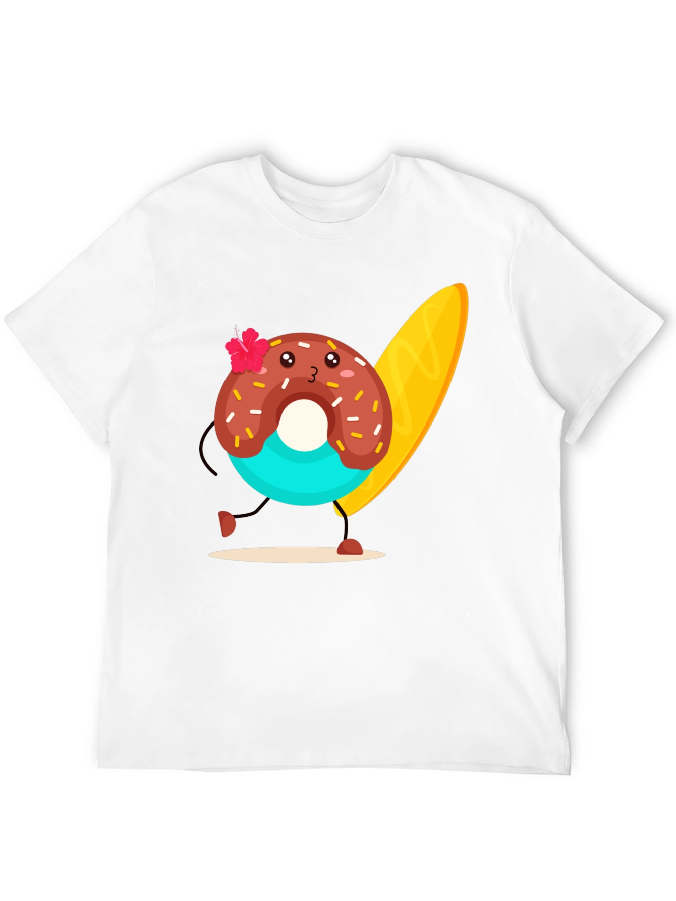 Donut Surfer Graphic Tee - Black Cotton T-Shirt