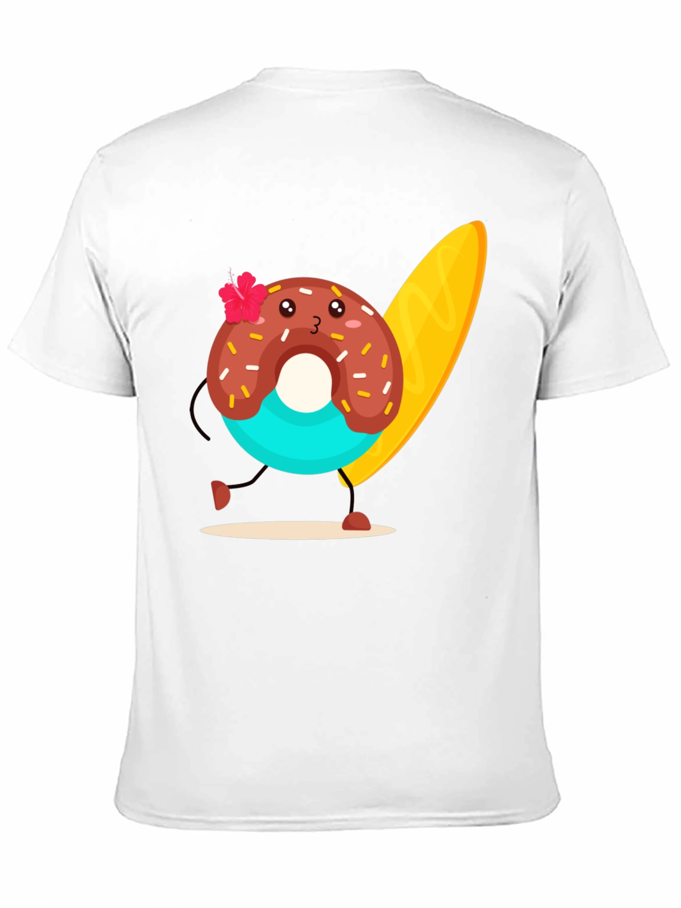 Donut Surfer Graphic Tee - Black Cotton T-Shirt