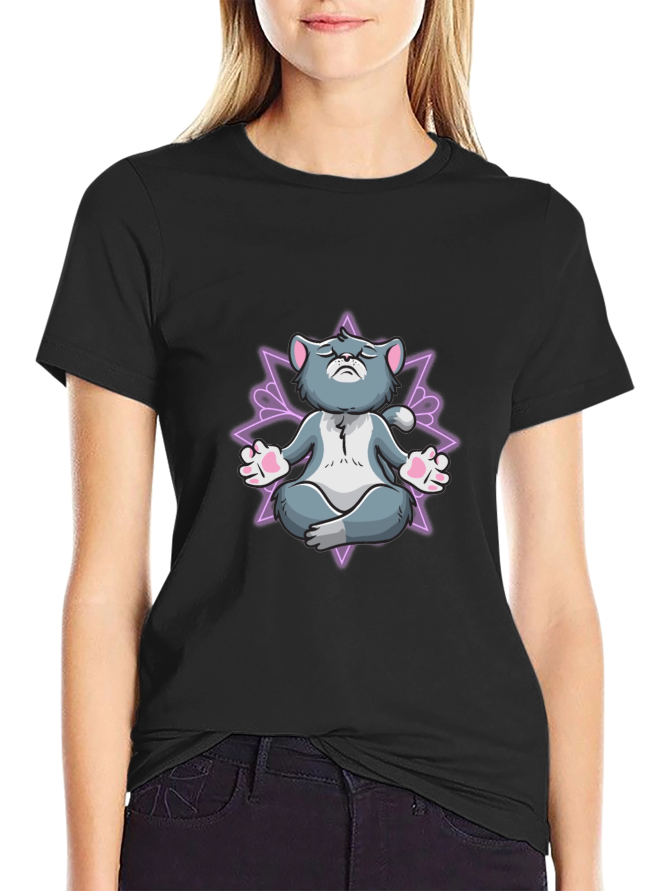 Zen Cat T-Shirt - Meditating Feline