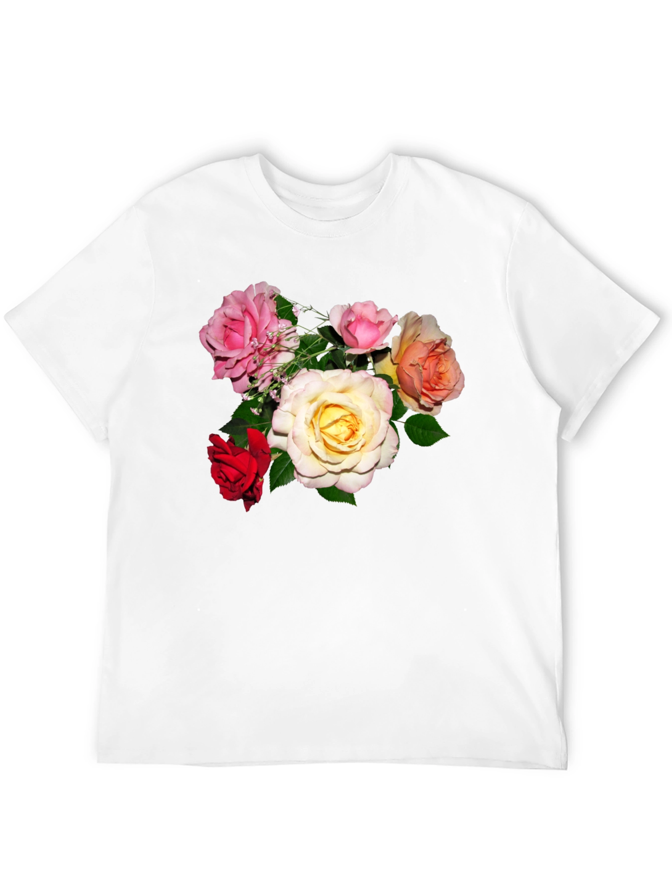 Floral Print Mens Black T-Shirt