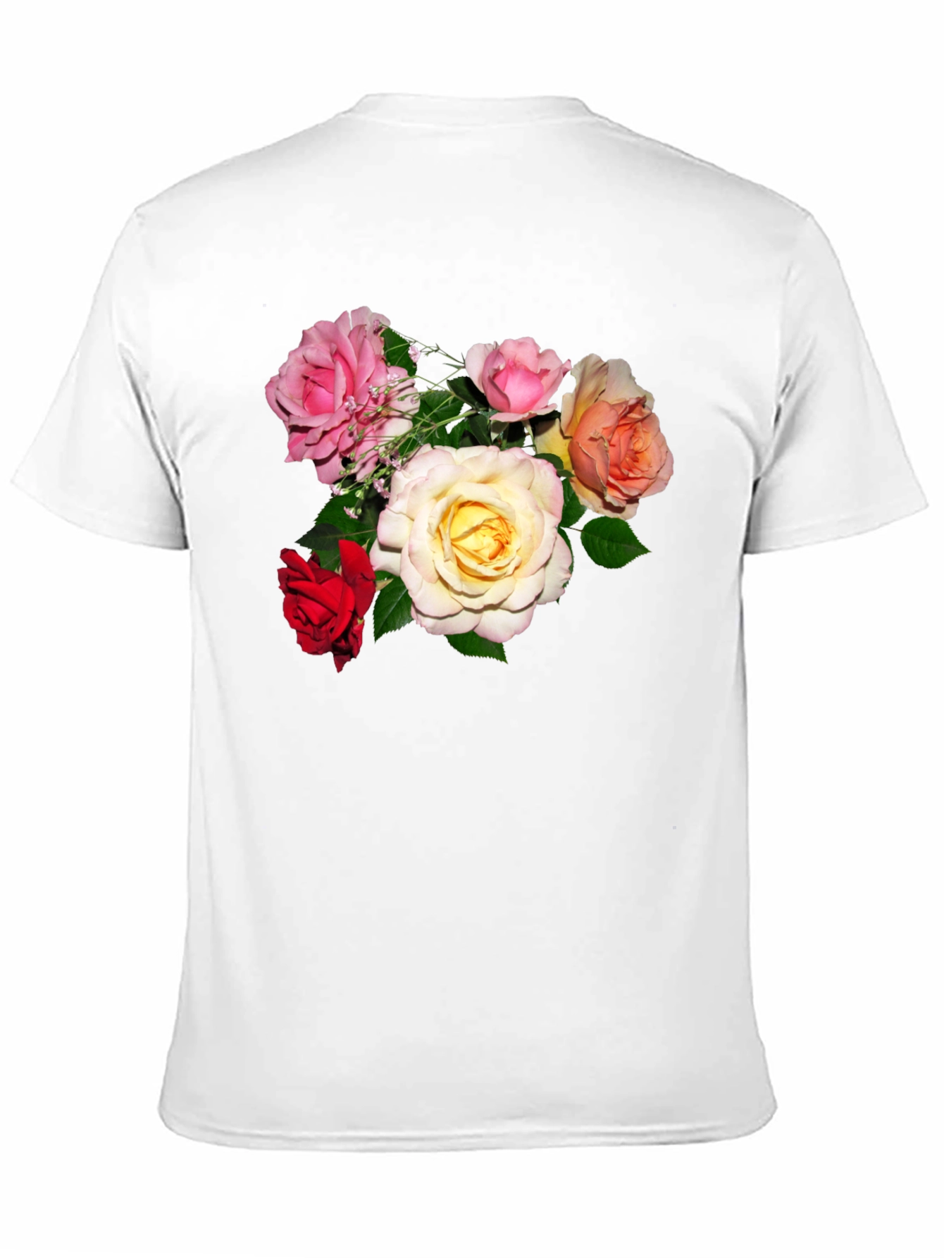 Floral Print Mens Black T-Shirt