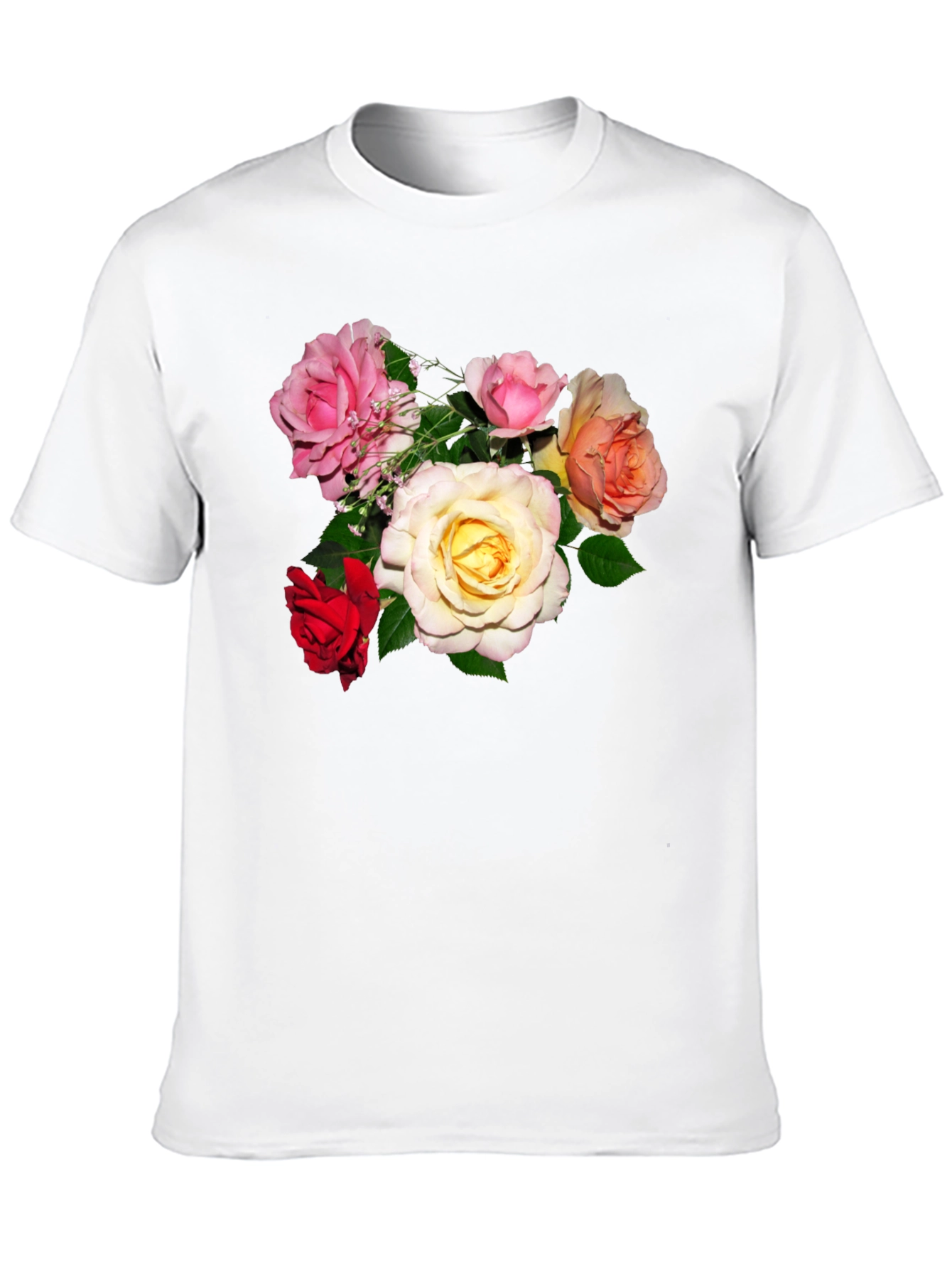 Floral Print Mens Black T-Shirt