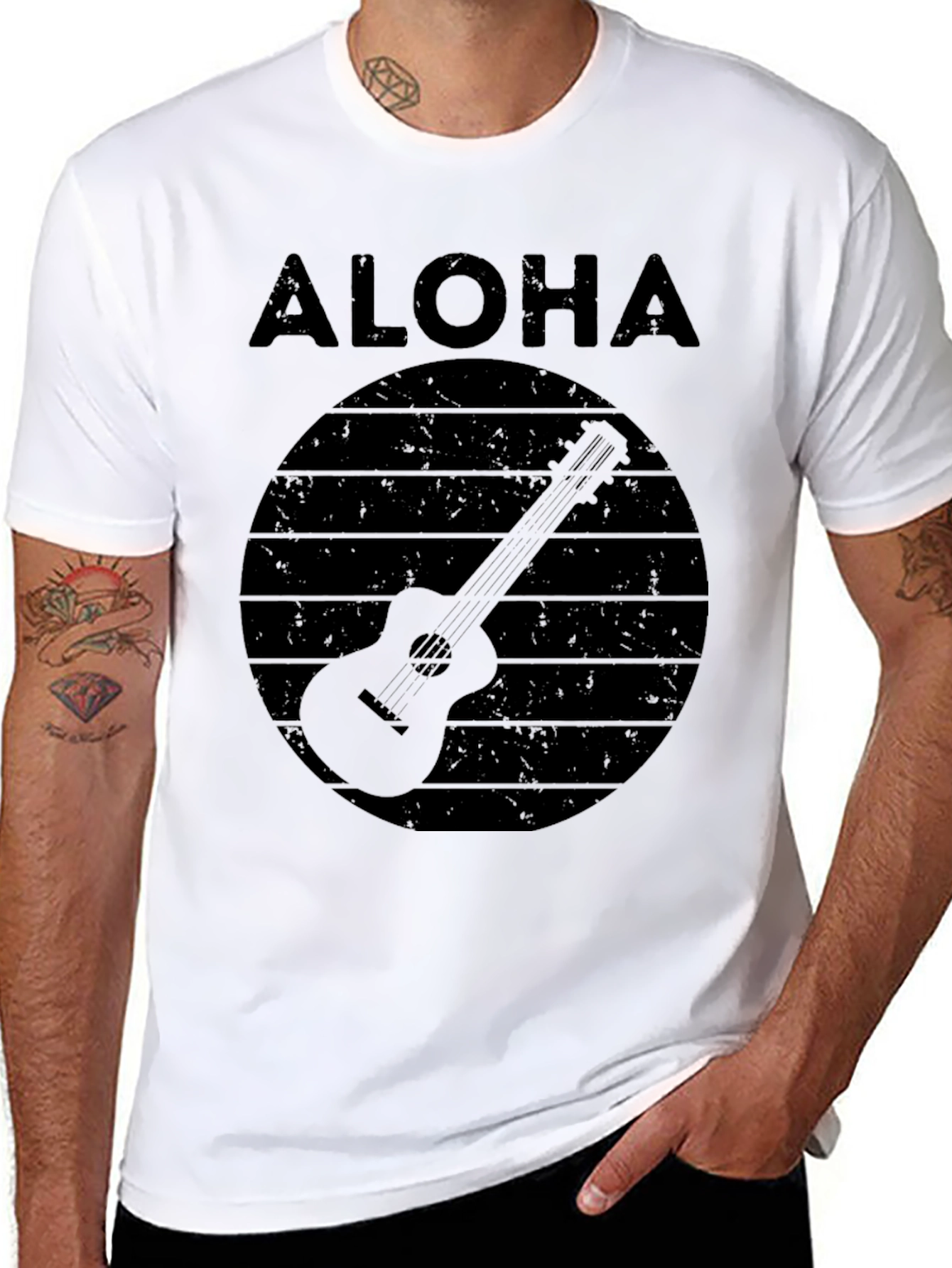 Aloha Ukulele Graphic T-Shirt - Black