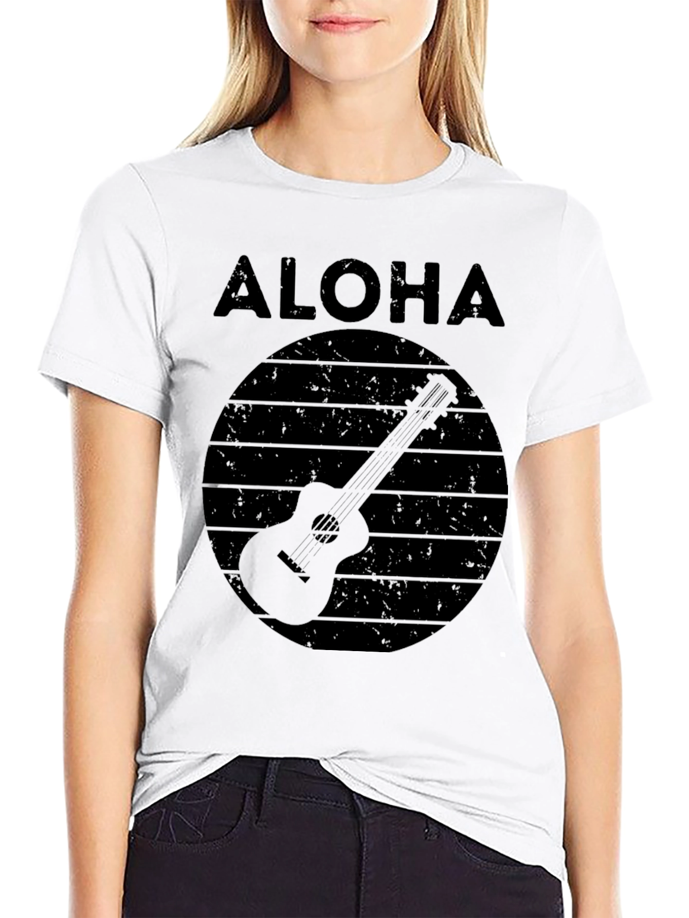 Aloha Ukulele Graphic T-Shirt - Black