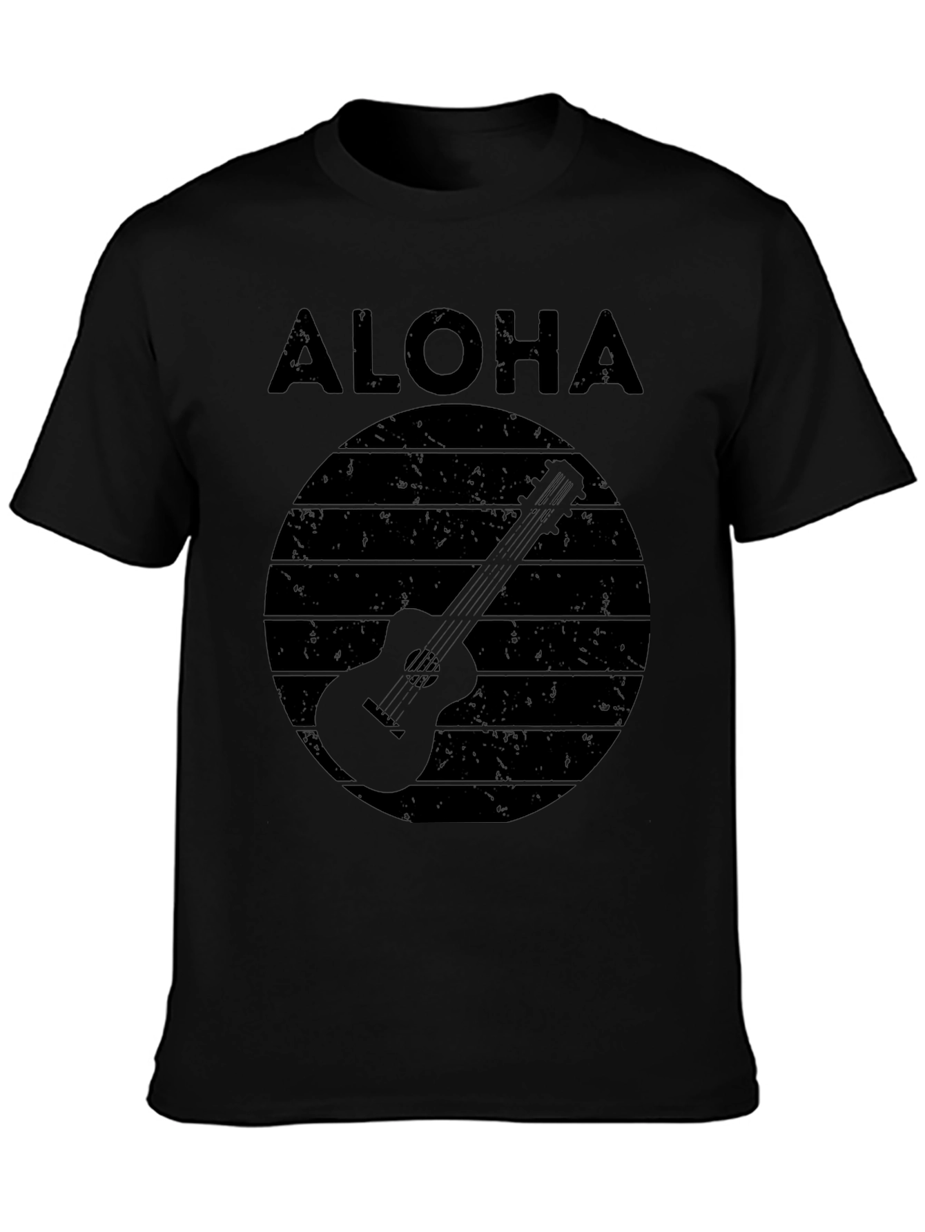 Aloha Ukulele Graphic T-Shirt - Black