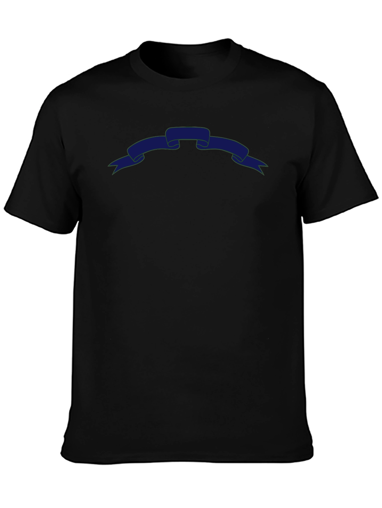 Mens Black T-Shirt with Blue Banner Graphic