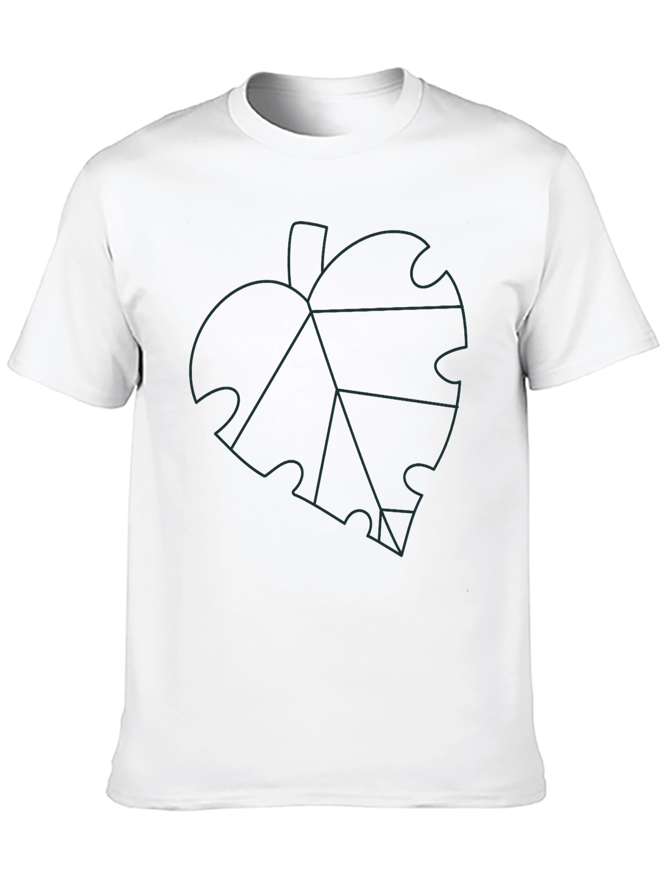 Geometric Leaf Graphic Tee - Black