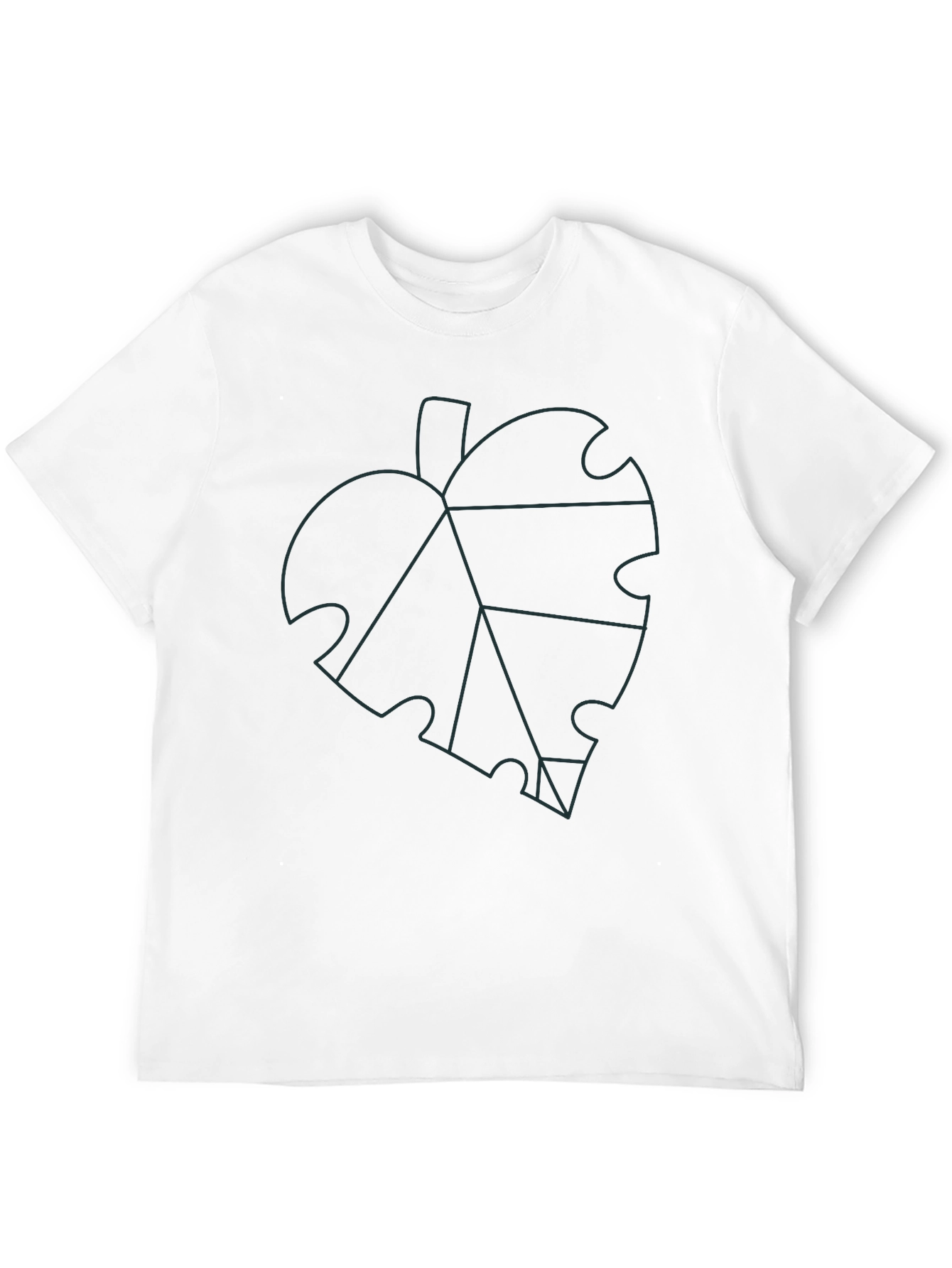 Geometric Leaf Graphic Tee - Black