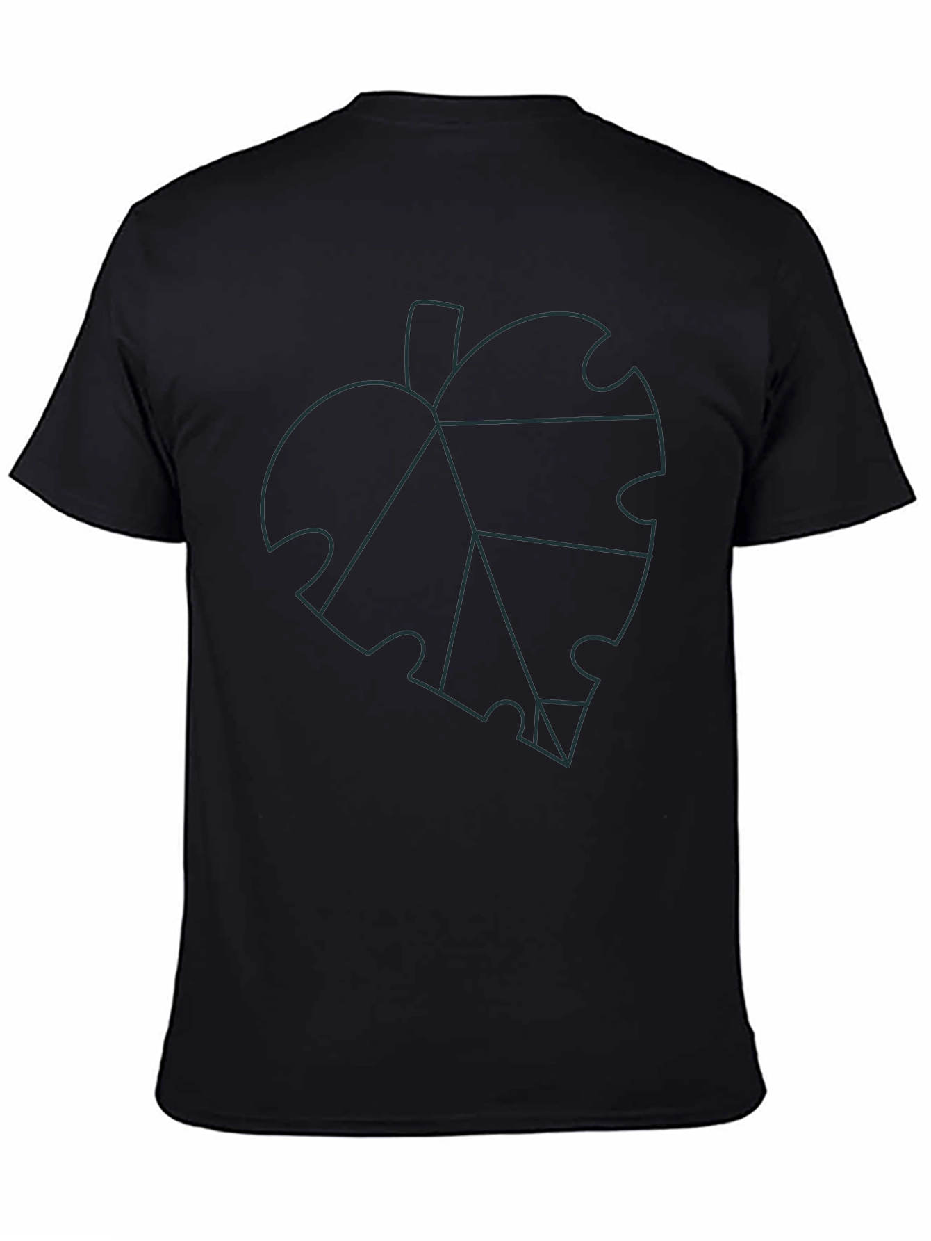 Geometric Leaf Graphic Tee - Black