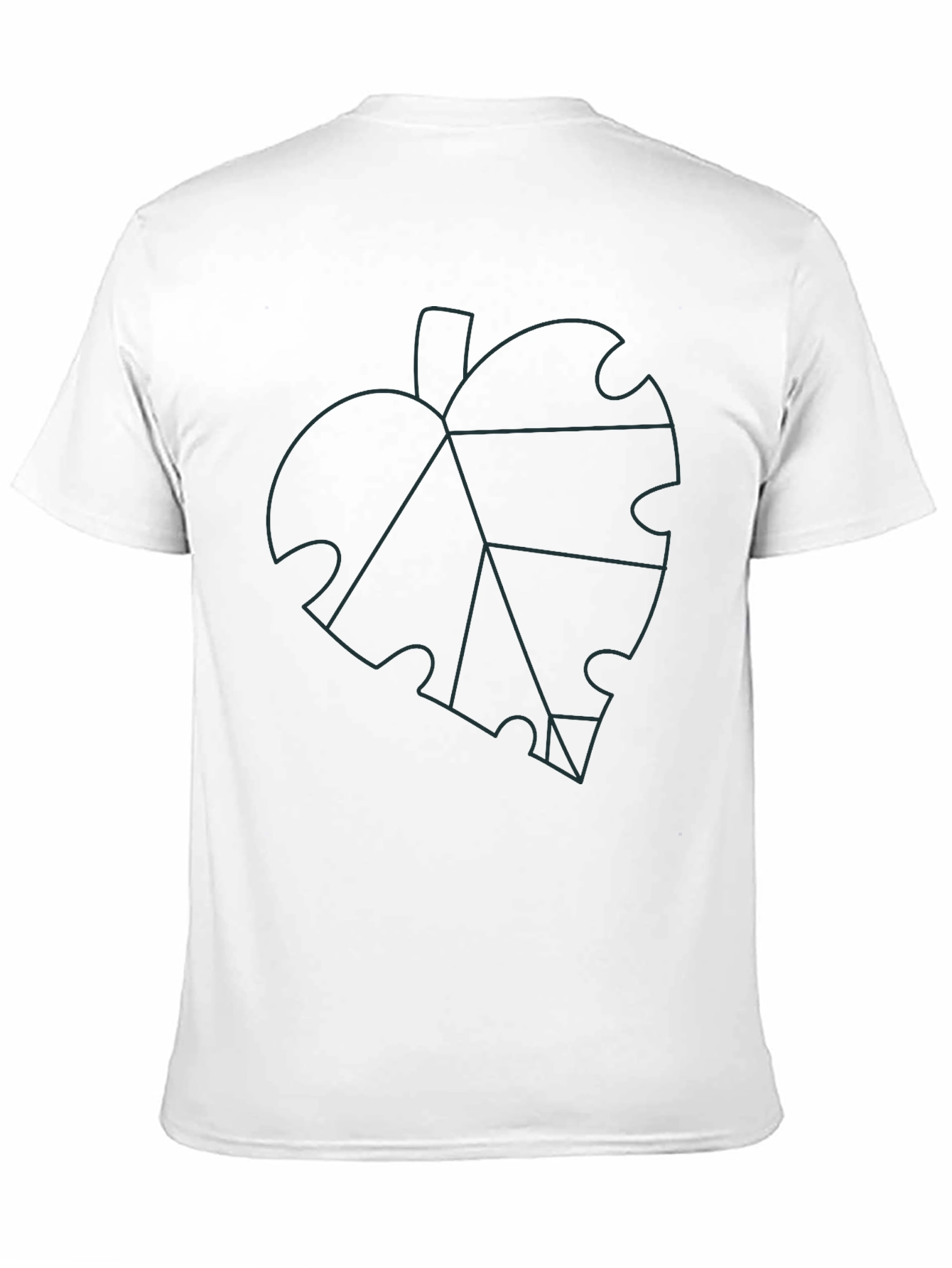 Geometric Leaf Graphic Tee - Black