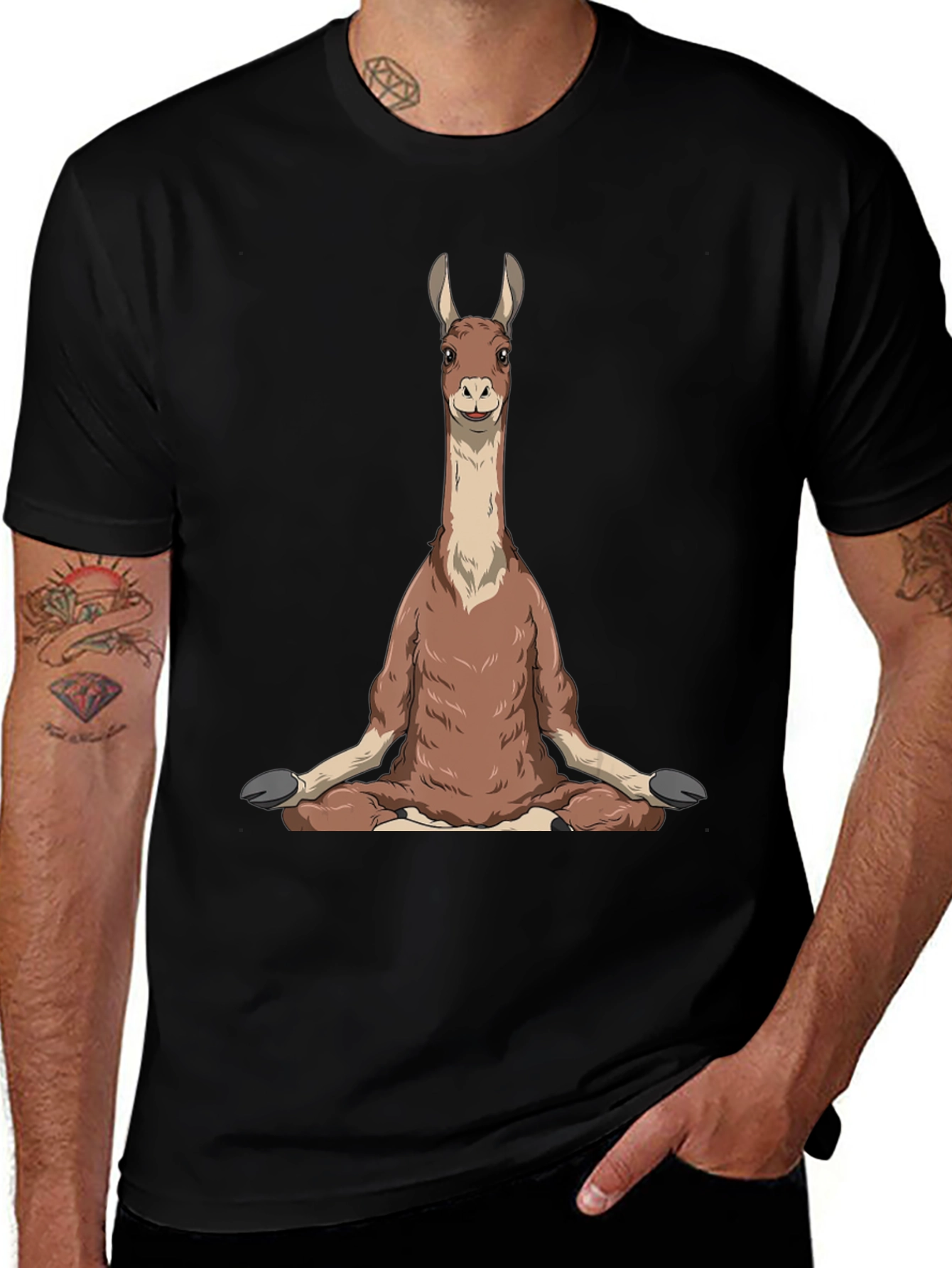 Yoga Llama Graphic Tee - Mens Black T-Shirt