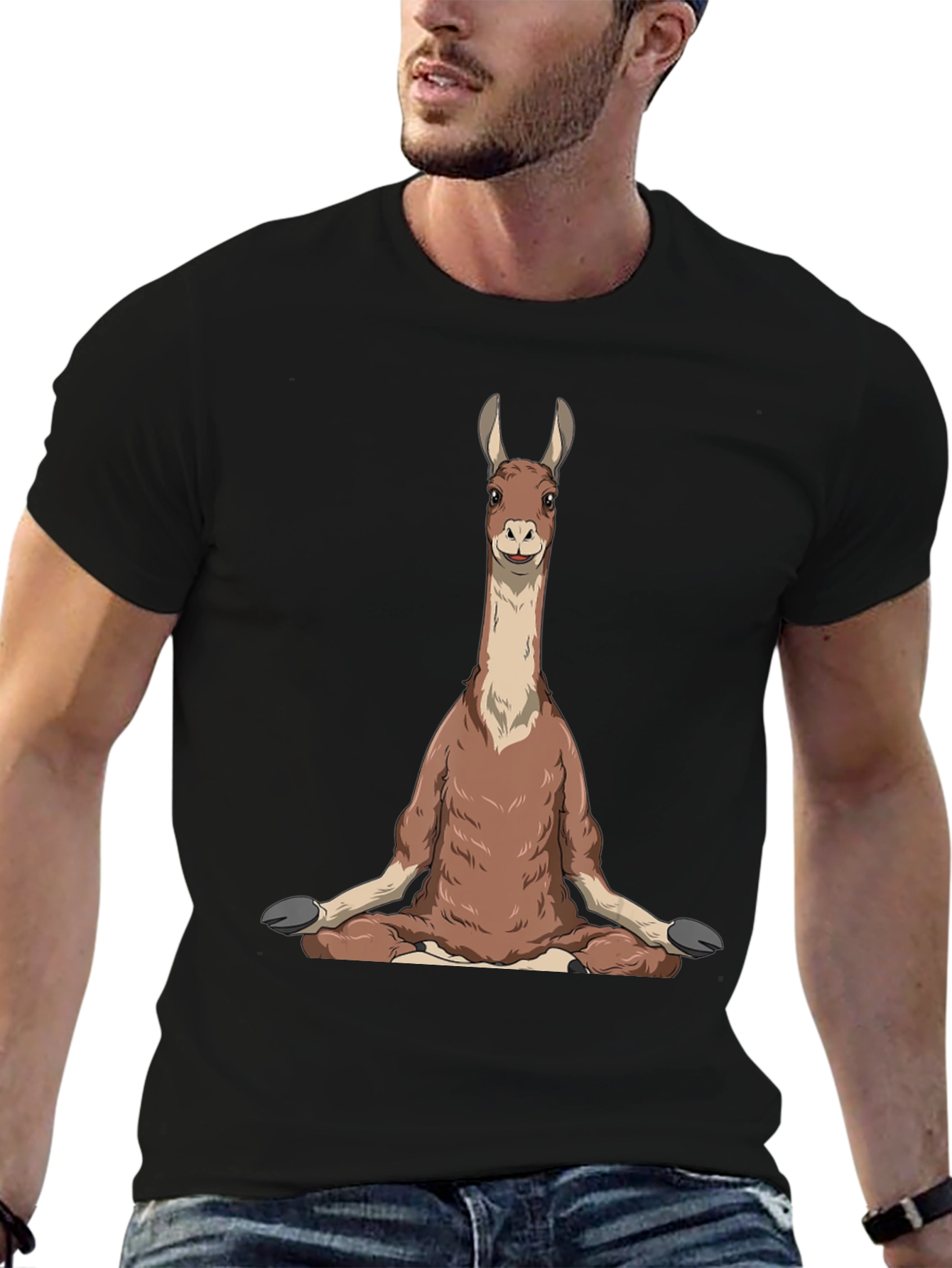 Yoga Llama Graphic Tee - Mens Black T-Shirt