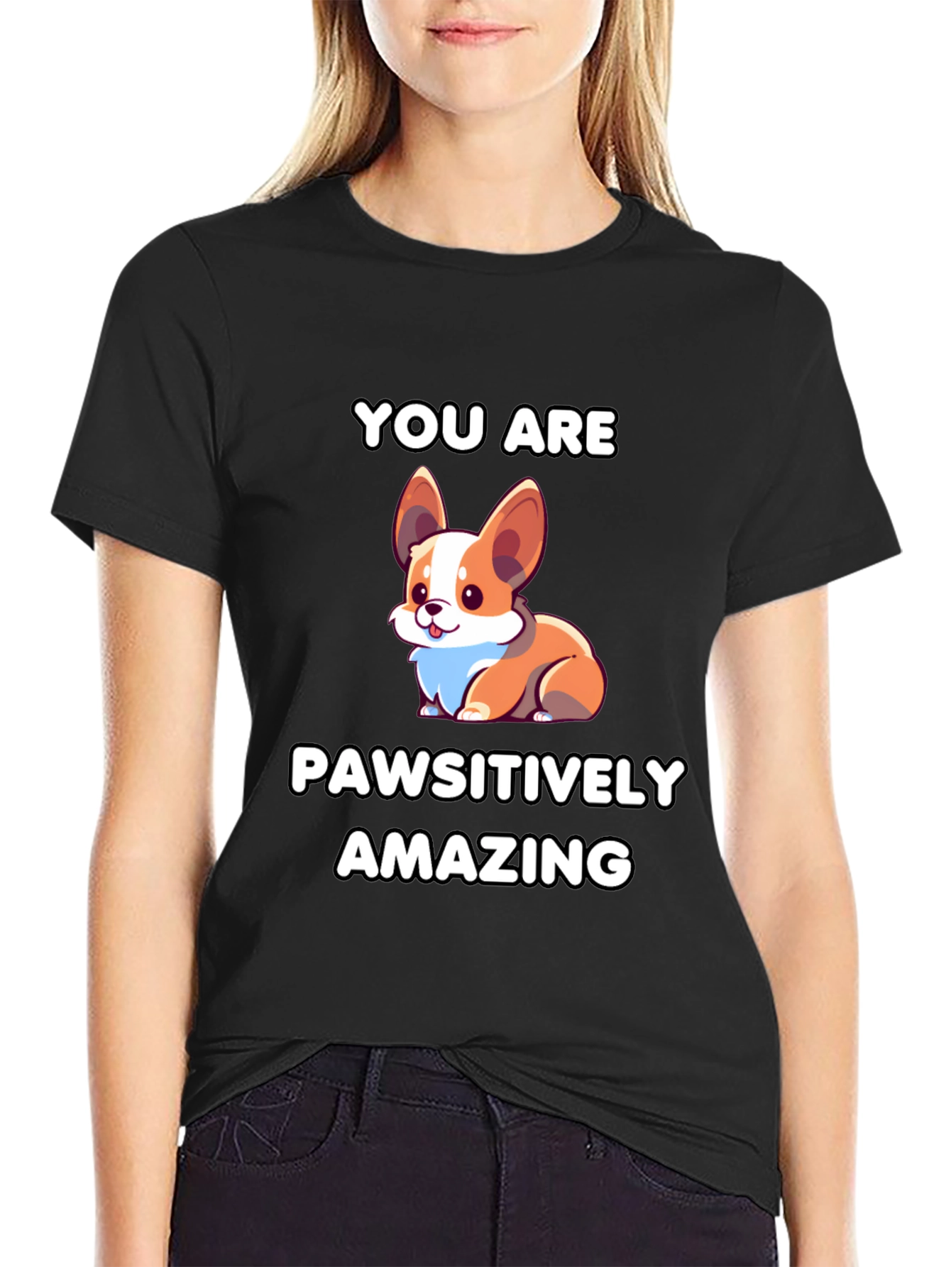 Pawsitively Amazing Corgi Graphic Tee