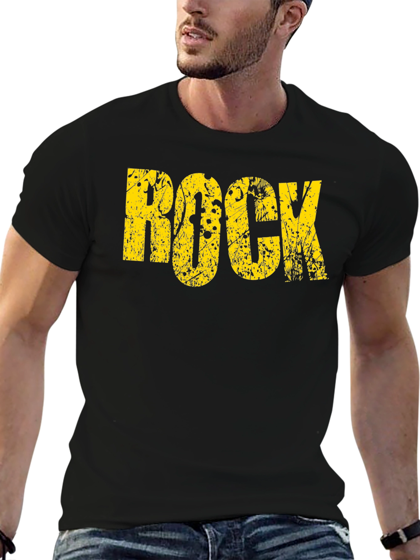 Distressed Rock Graphic Black T-Shirt