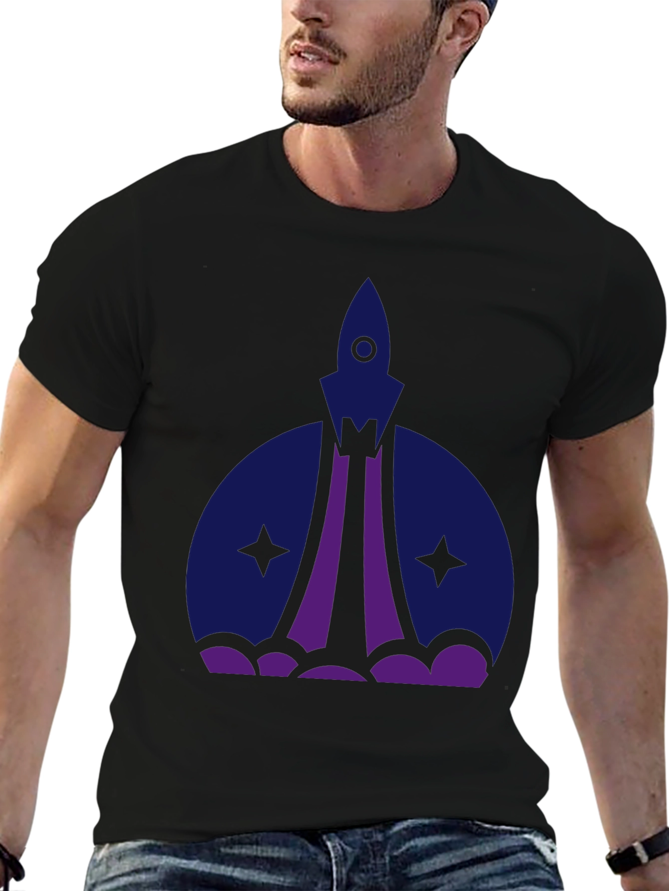 Rocket Launch Graphic Tee - Black Unisex Shirt