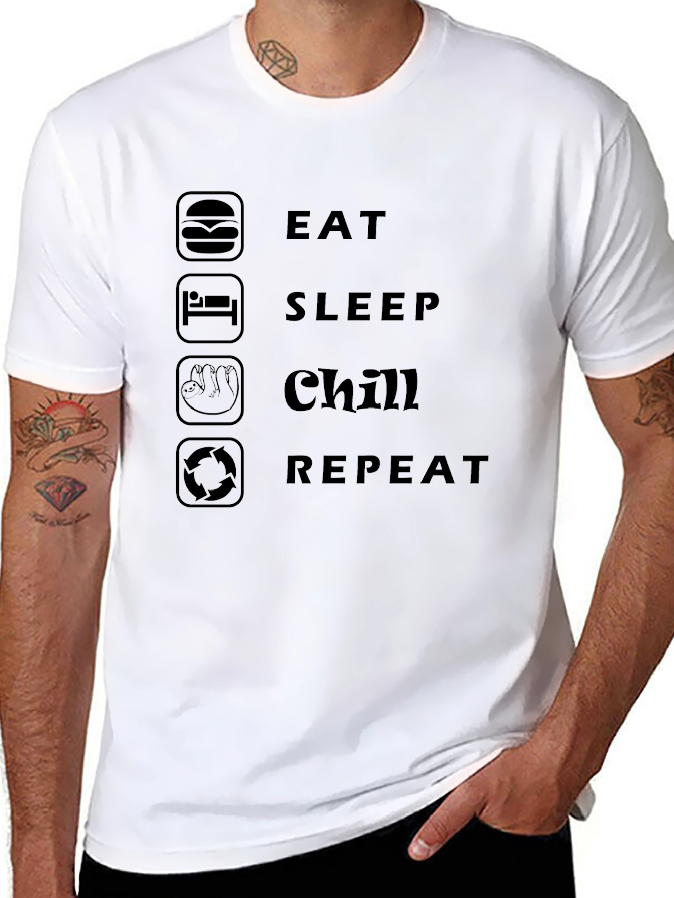 Eat Sleep Chill Repeat Mens Graphic T-Shirt