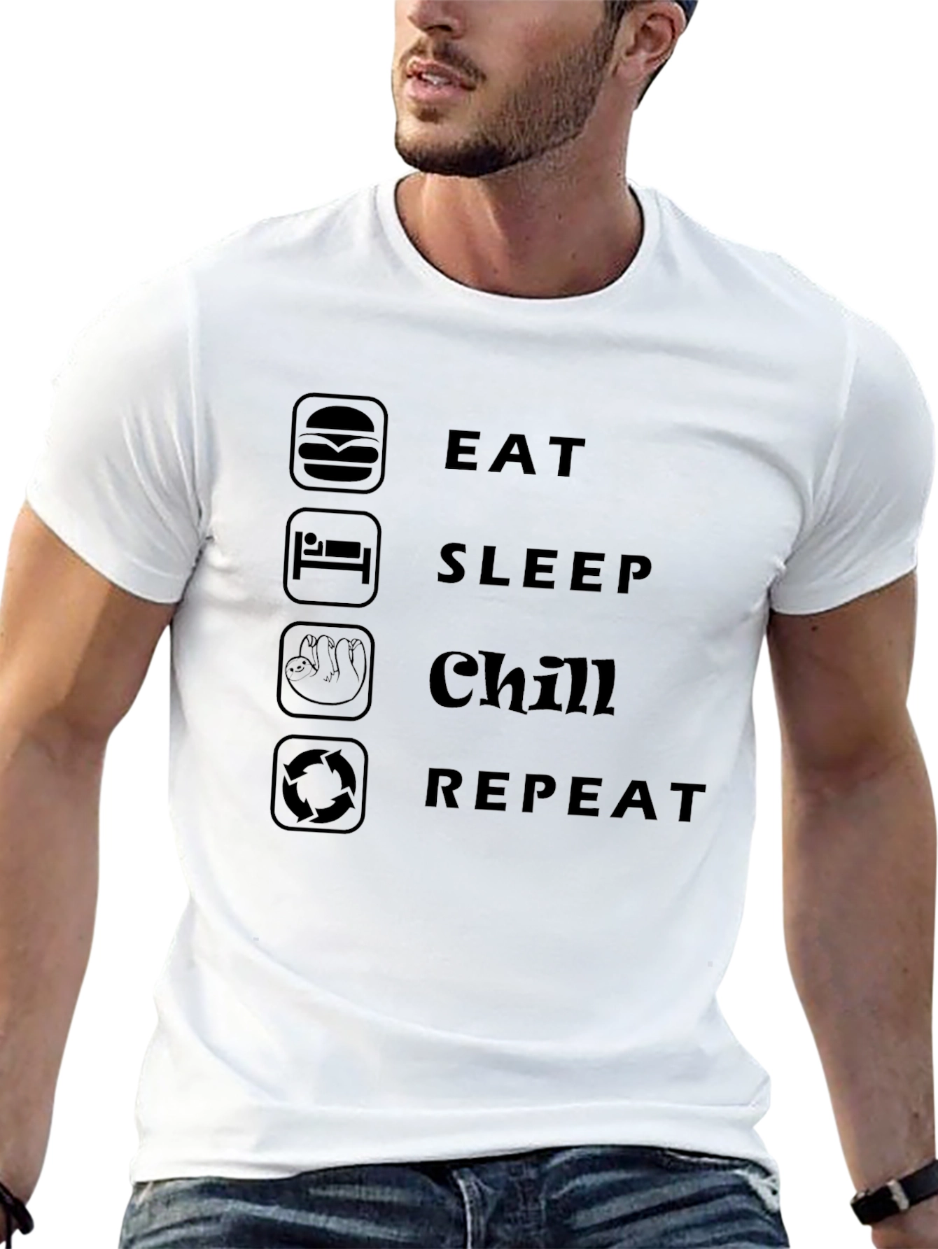 Eat Sleep Chill Repeat Mens Graphic T-Shirt